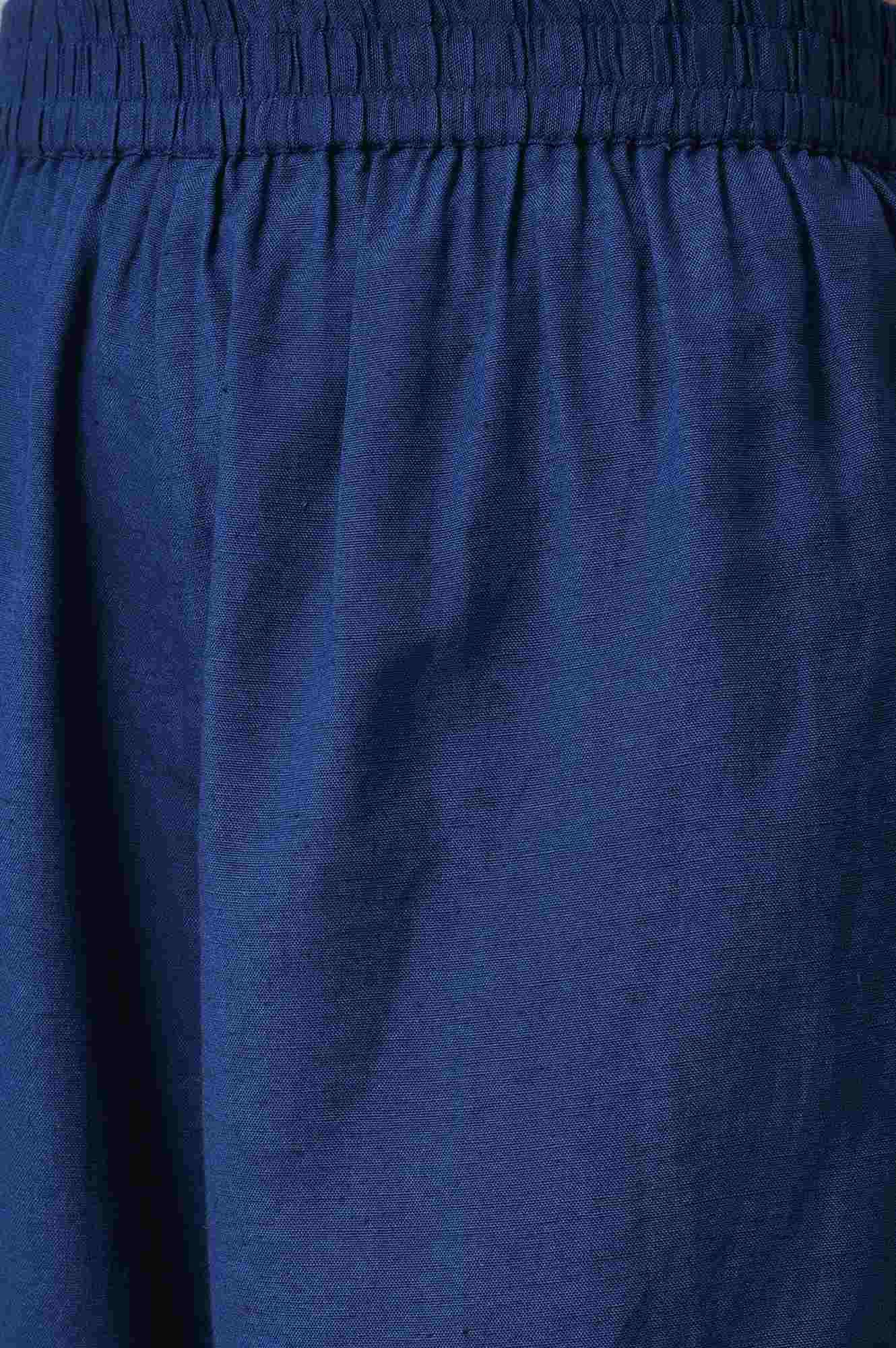 Blue Sleeveless Ikkat Print Front Pleat kurta with Straight Pants Co-ord Set - Image 7