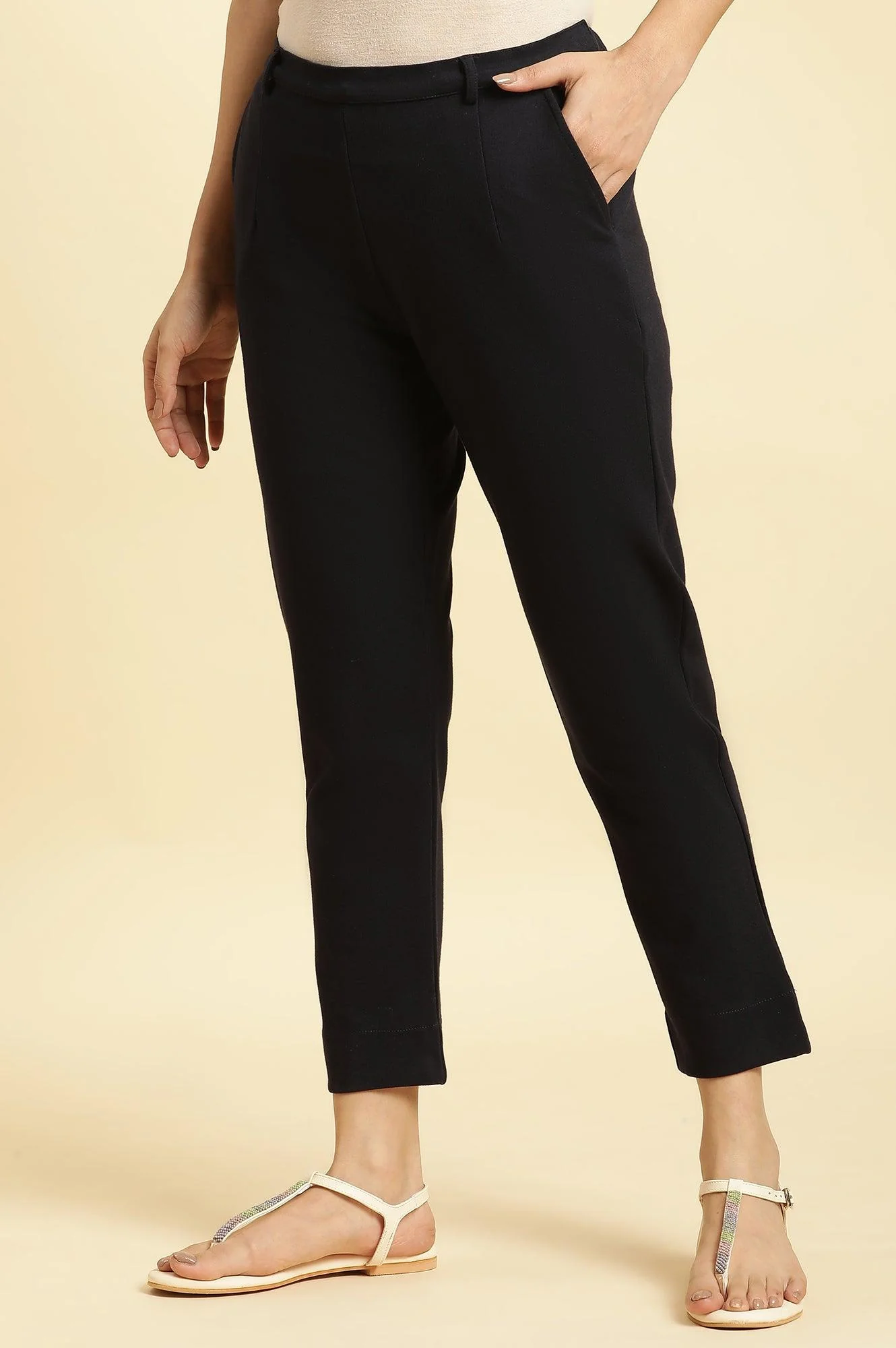 Blue Slim Fit Elasticated Western Pants - Image 2