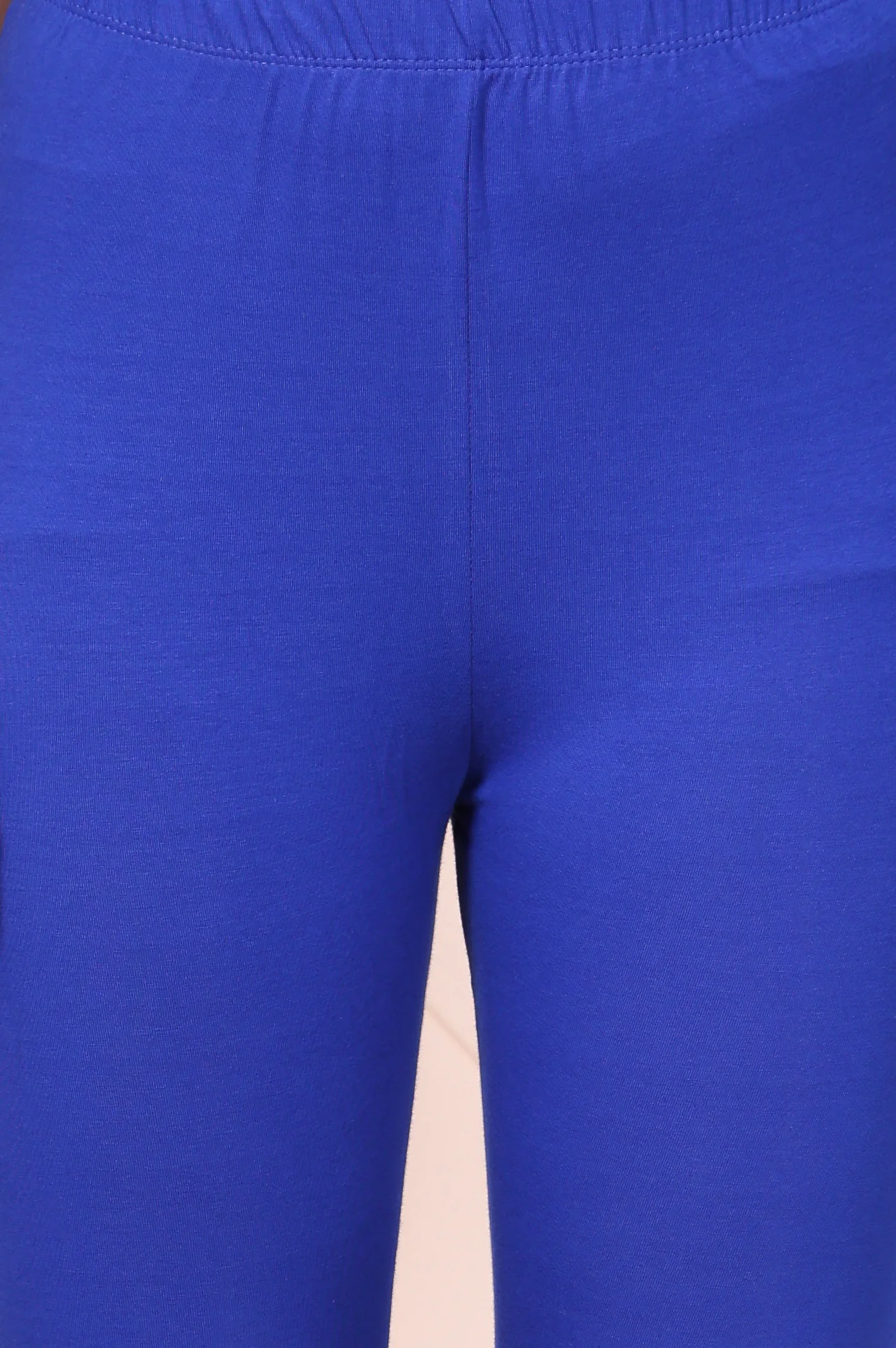 Blue Solid Ankle-Length Cotton Leggings - Image 6