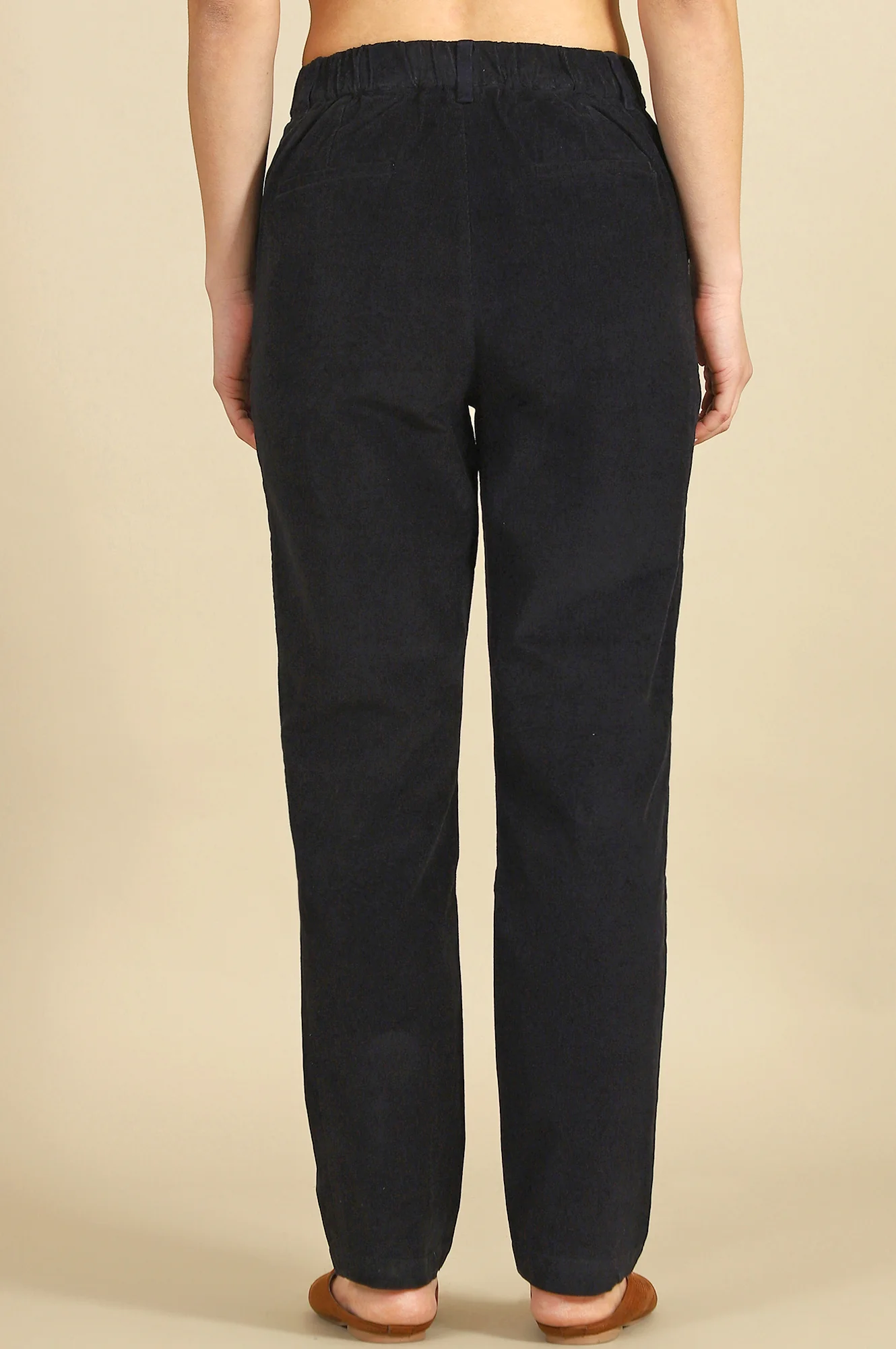 Navy Blue Solid Straight-fit Cotton Pants with YKK Zipper - Image 5