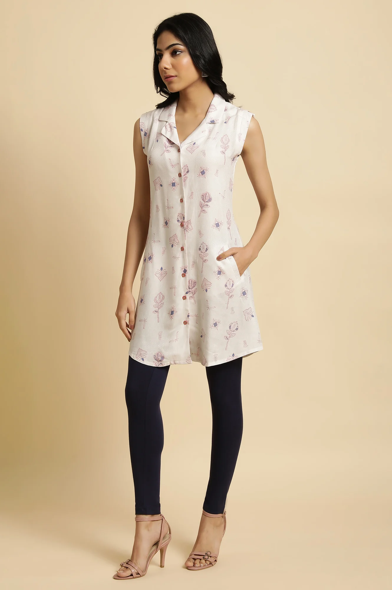 Blue Solid Cotton Jersey Lycra Tights - Image 5
