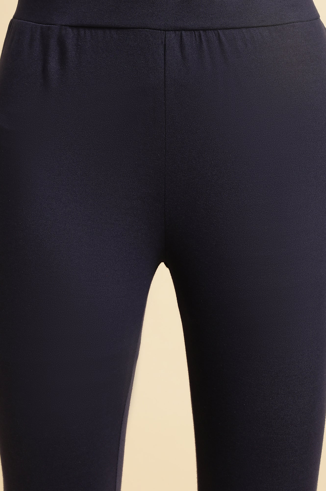 Blue Solid Cotton Jersey Lycra Tights - Image 7