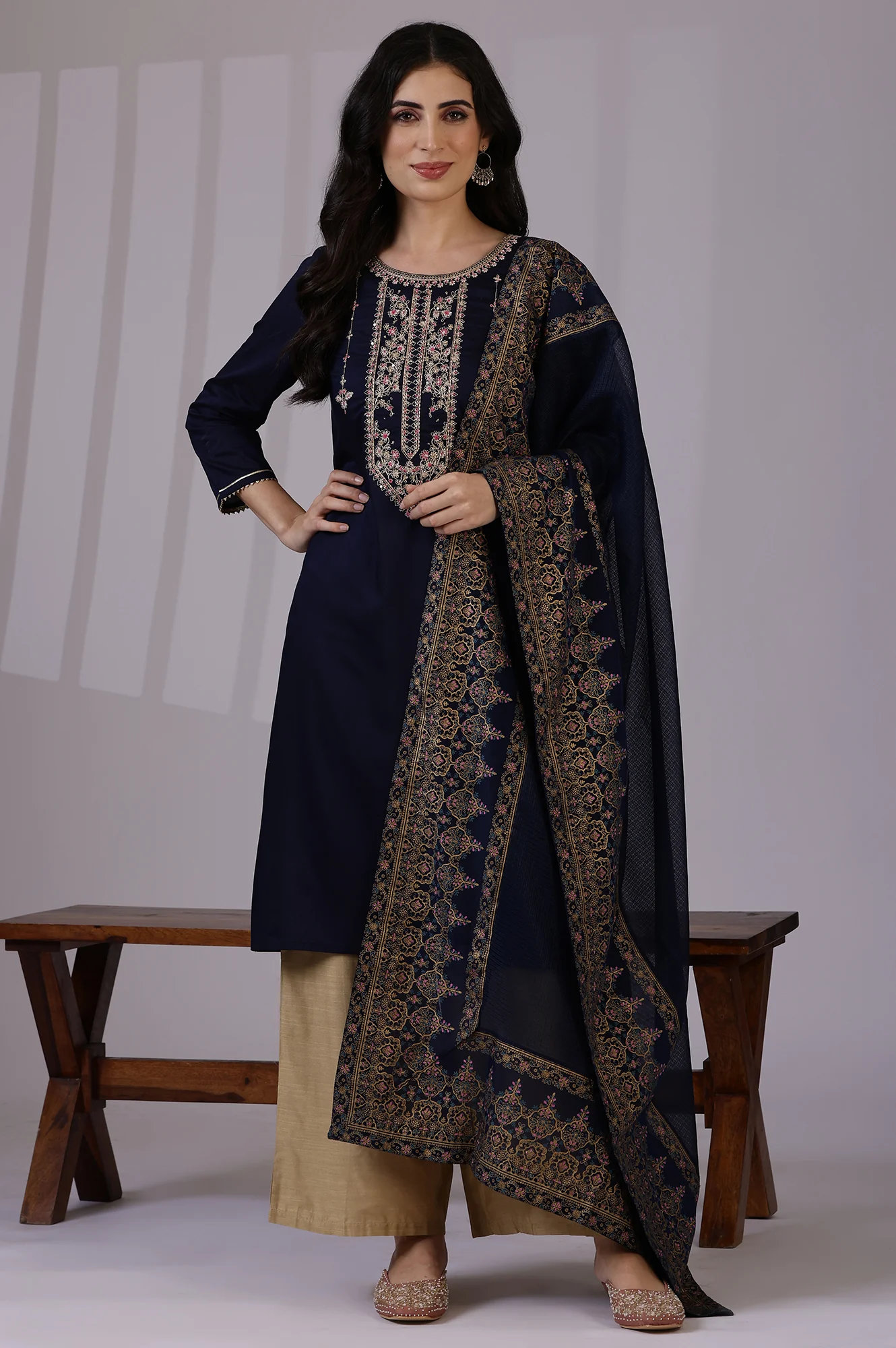 Blue Solid Kota Dupattas - Image 2
