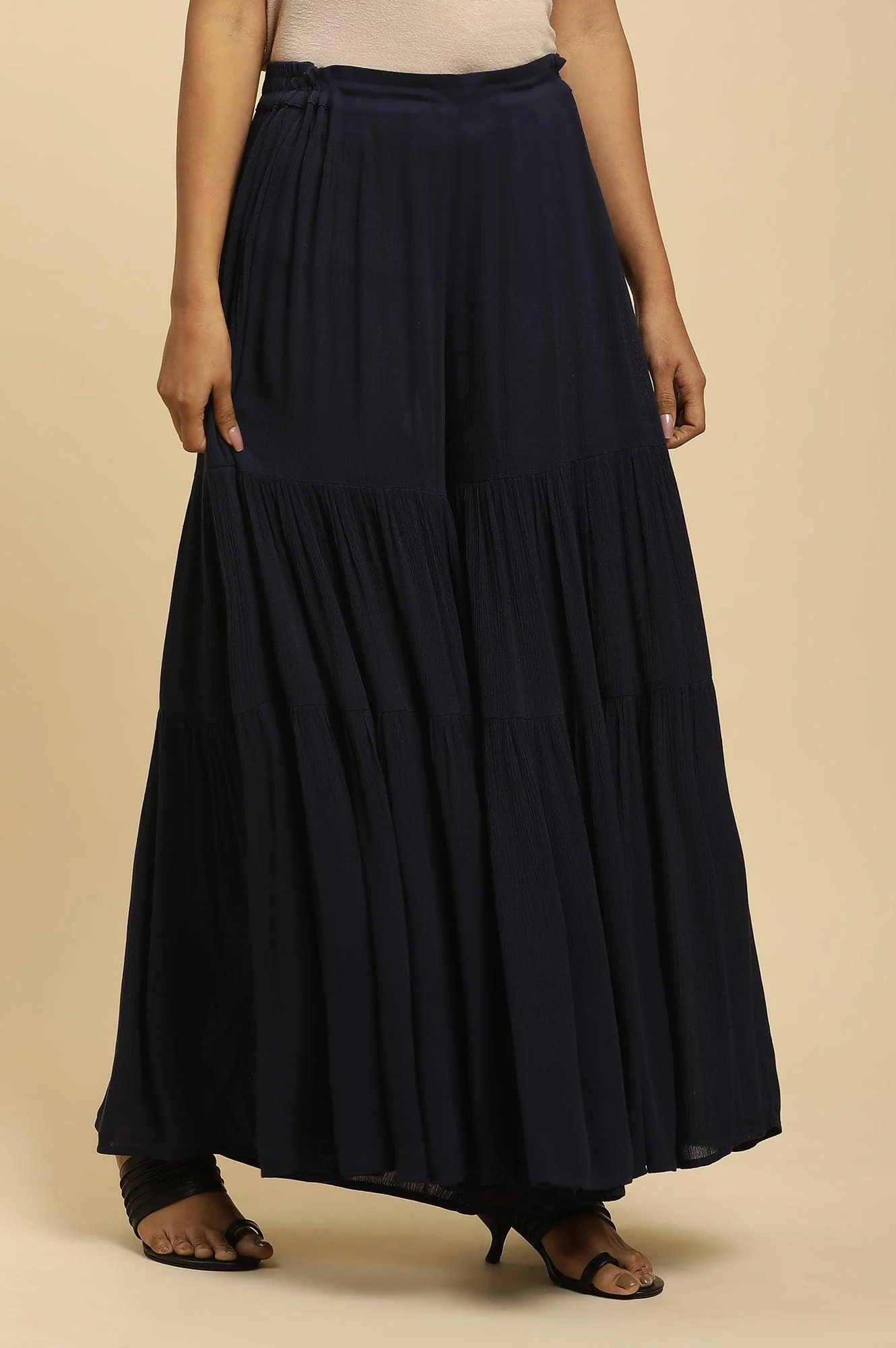 Blue Tiered Solid Sharara - Image 4