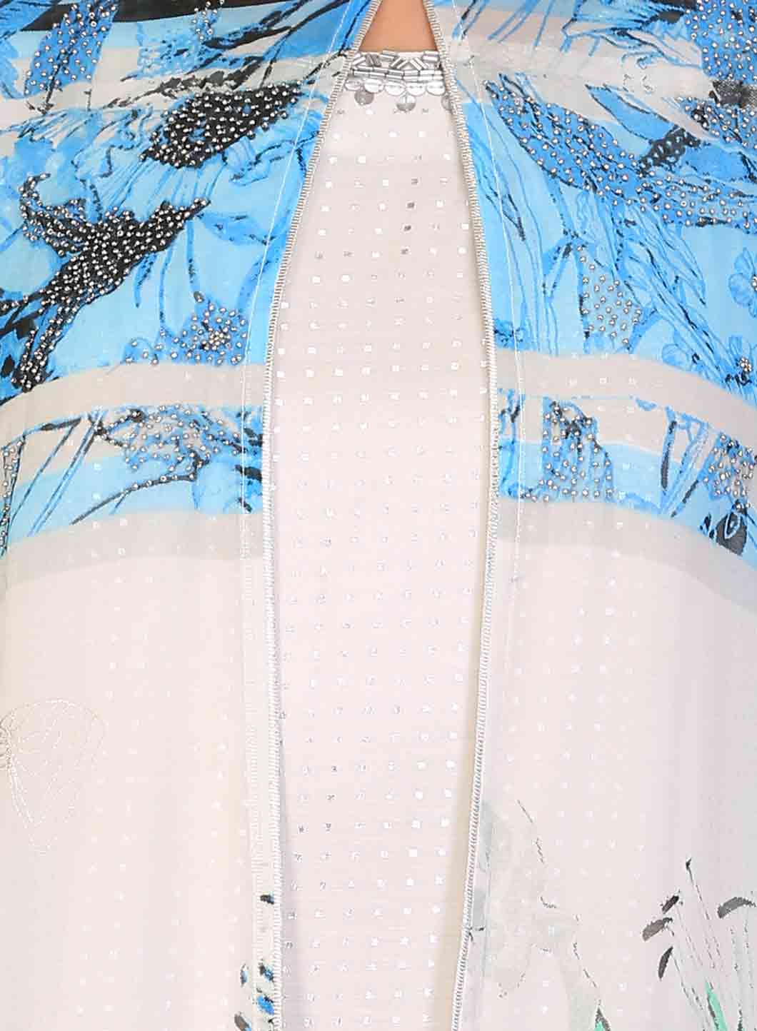Blue & White Printed Layered kurta - Image 7