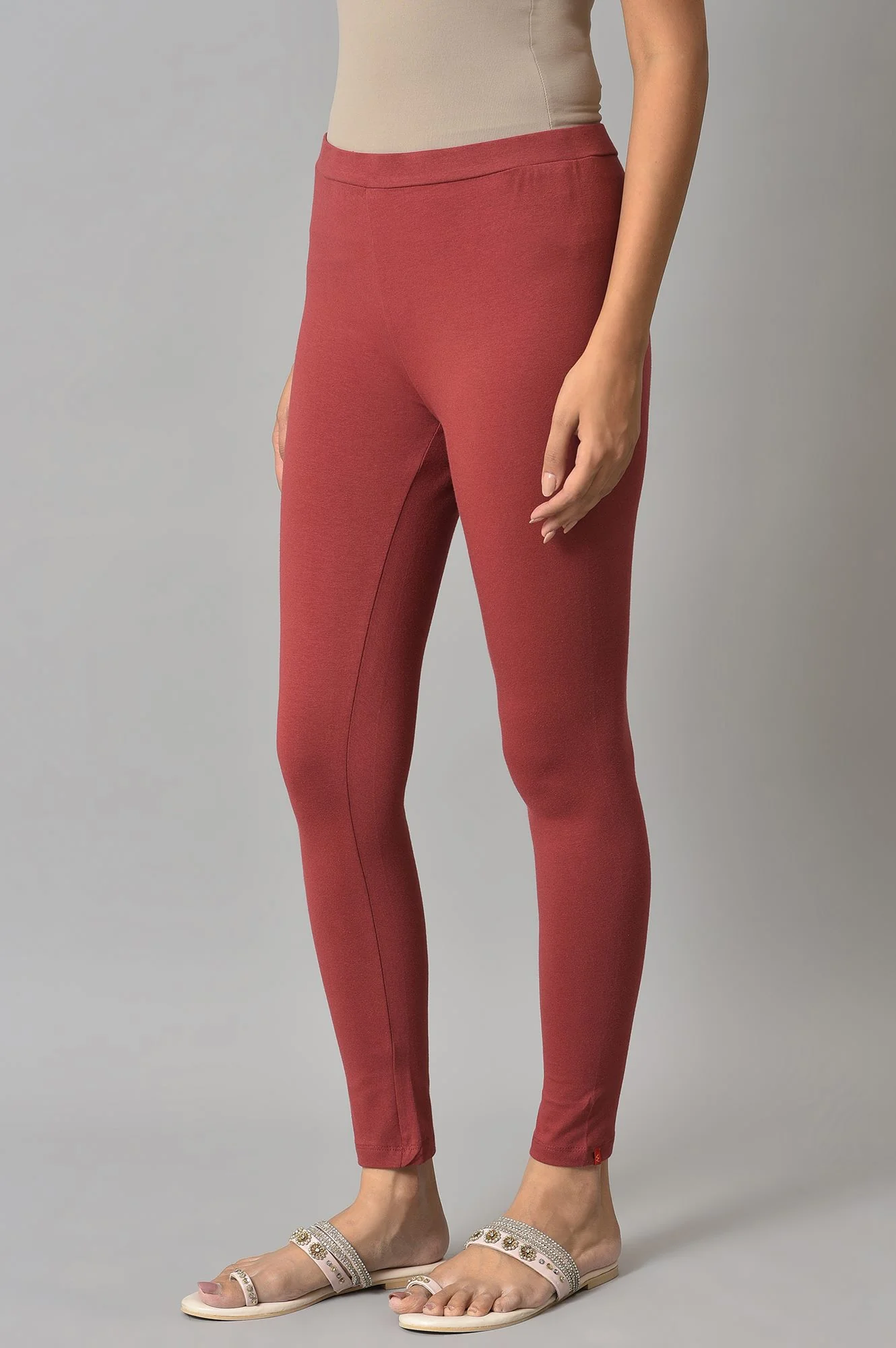 Brick Red Cotton Jersy Tights - Image 3