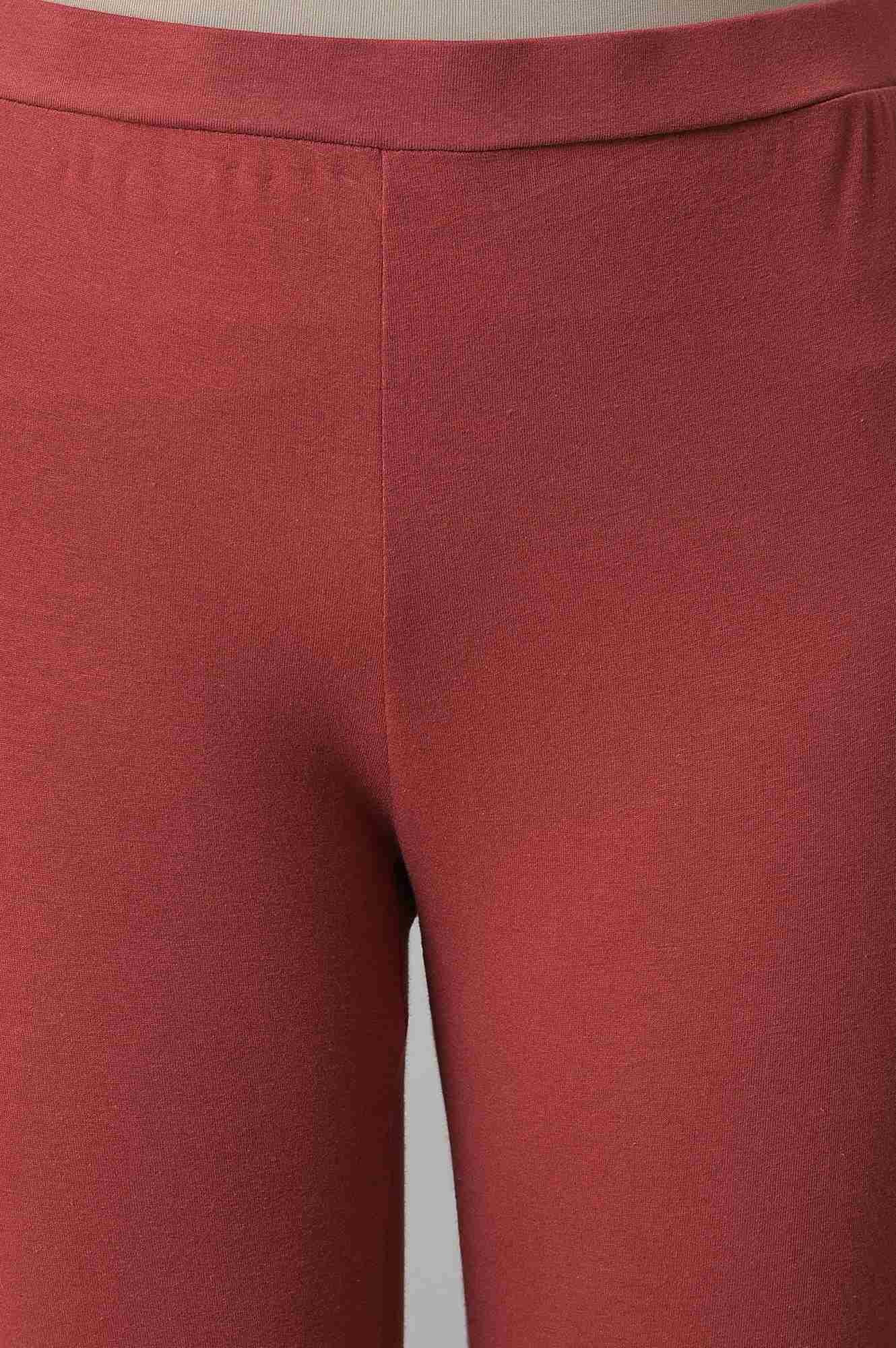 Brick Red Cotton Jersy Tights - Image 6