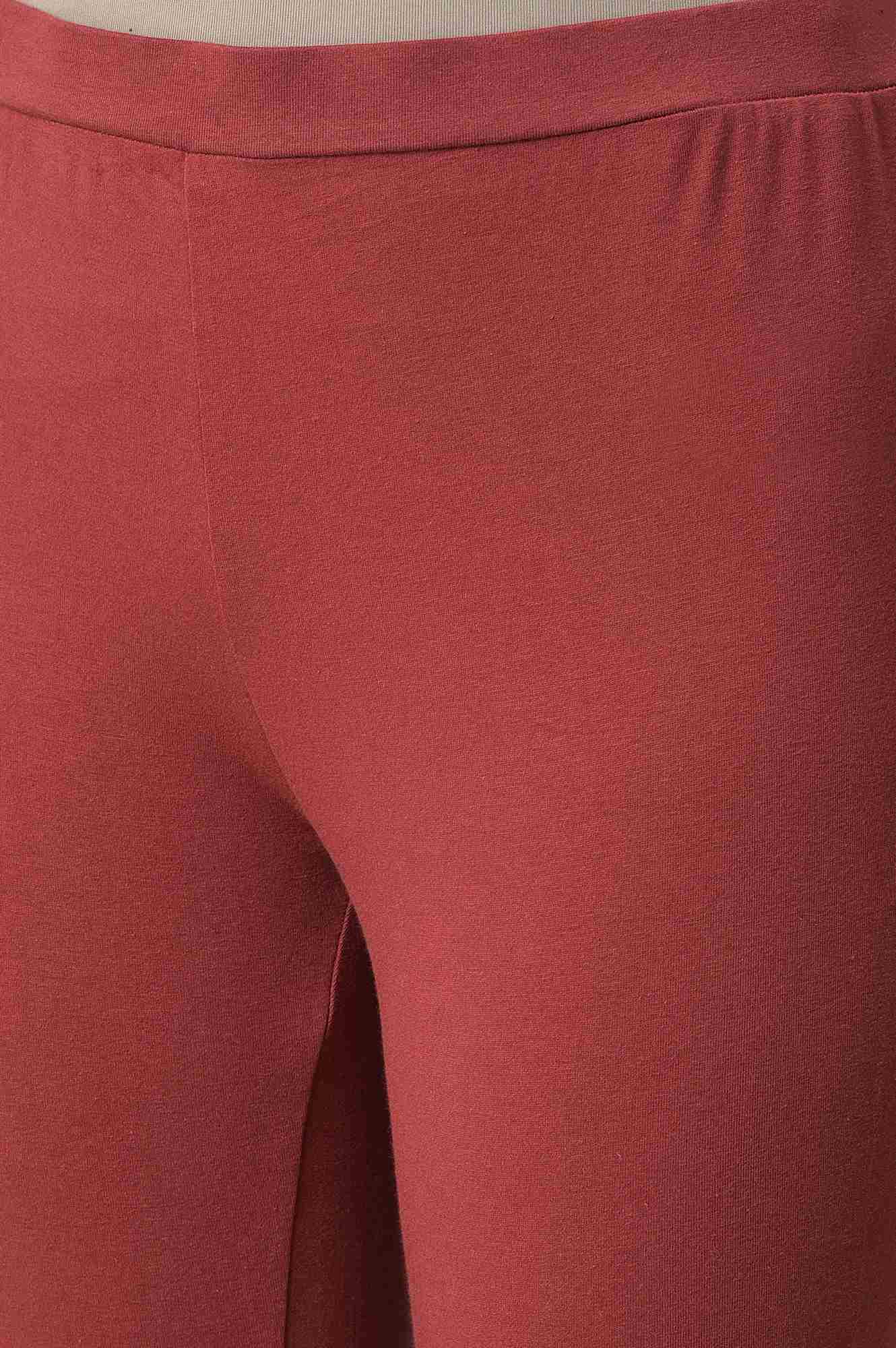 Brick Red Cotton Jersy Tights - Image 7