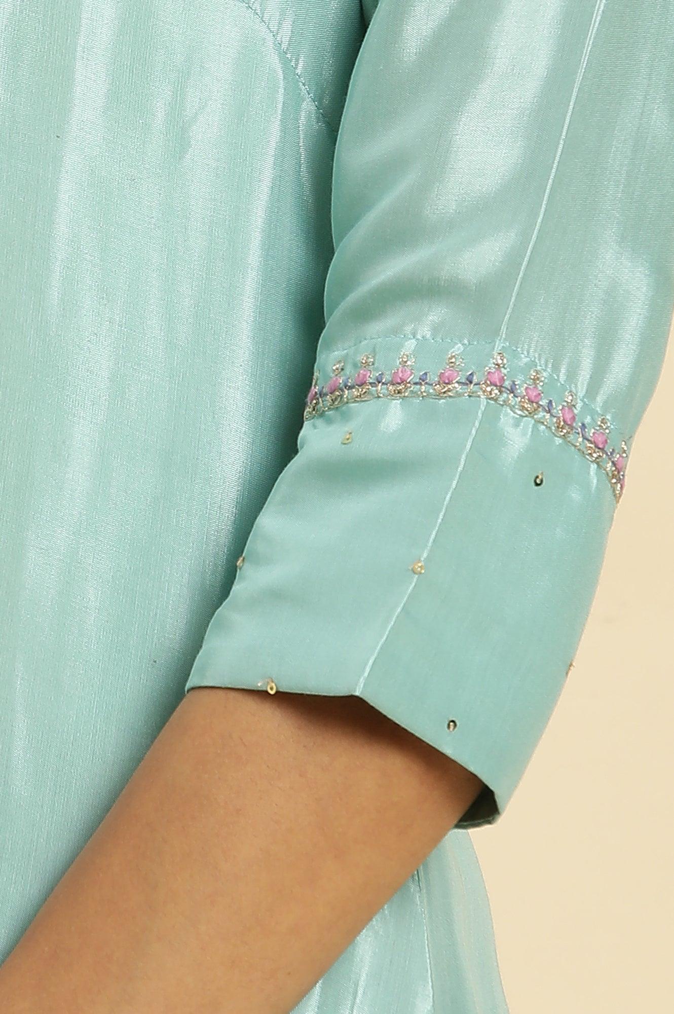Bright Blue Embroidered Kurta - Image 7