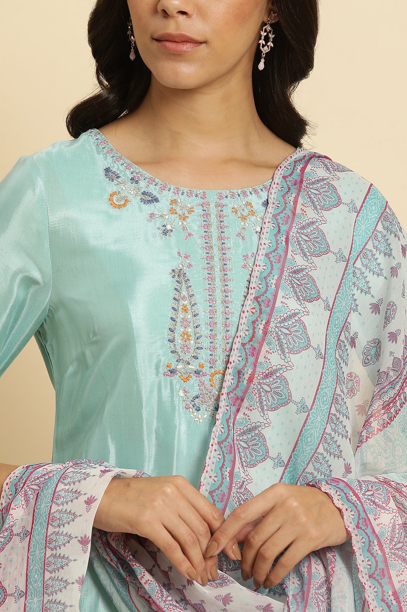 Bright Blue Embroidered Kurta - Image 6