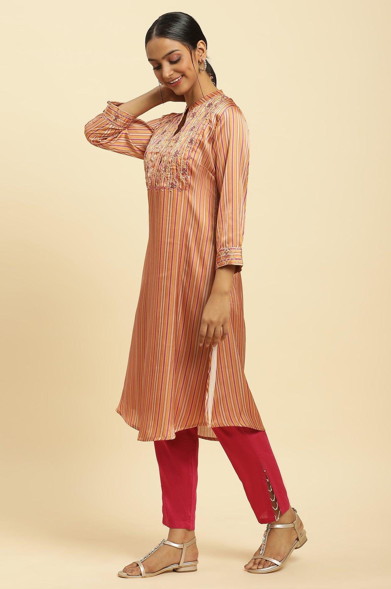 Bright Multi-Coloured Embroidered Kurta - Image 3