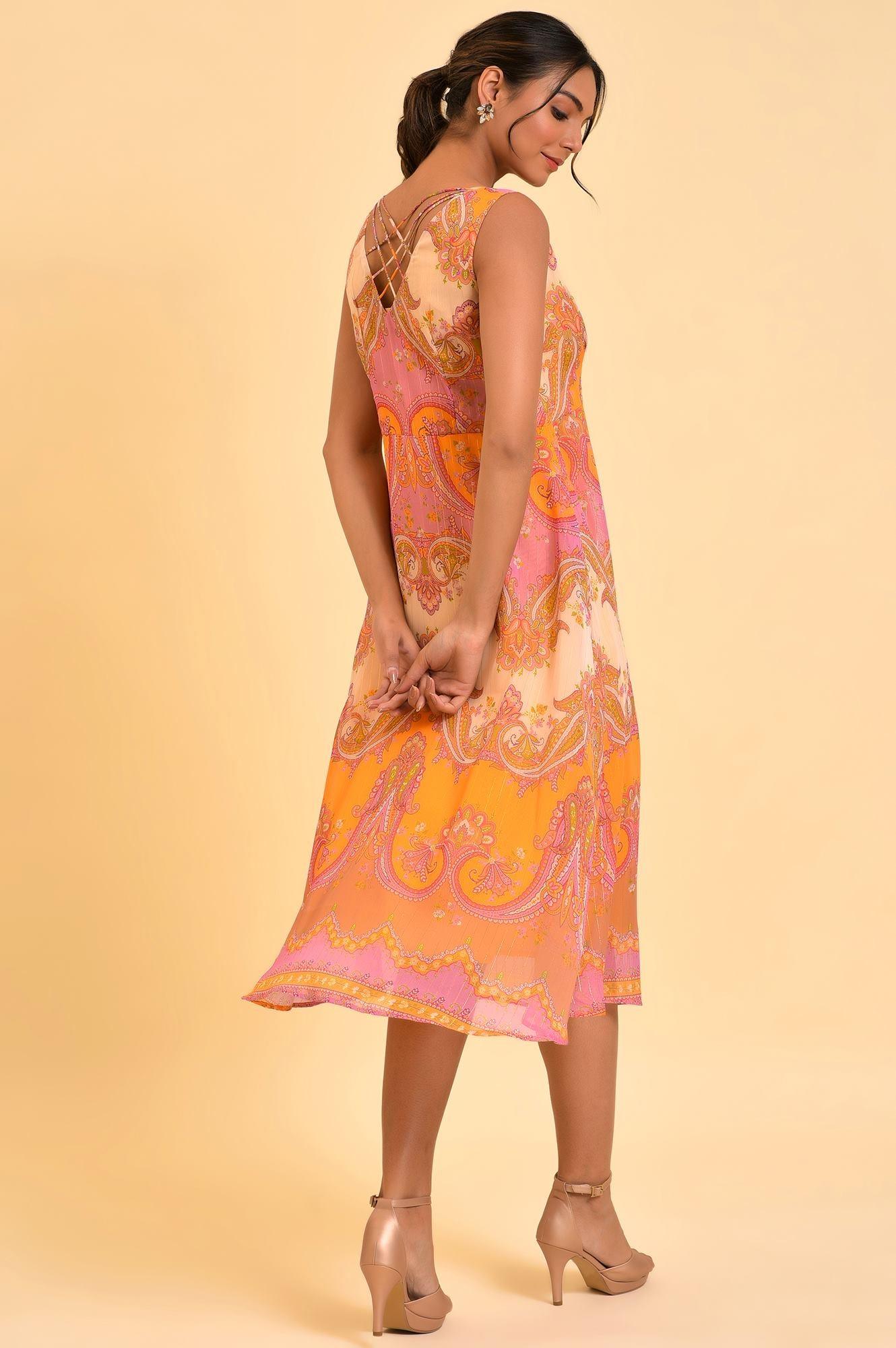 Bright Multi-Coloured Empire Cut Printed Dress - Image 2