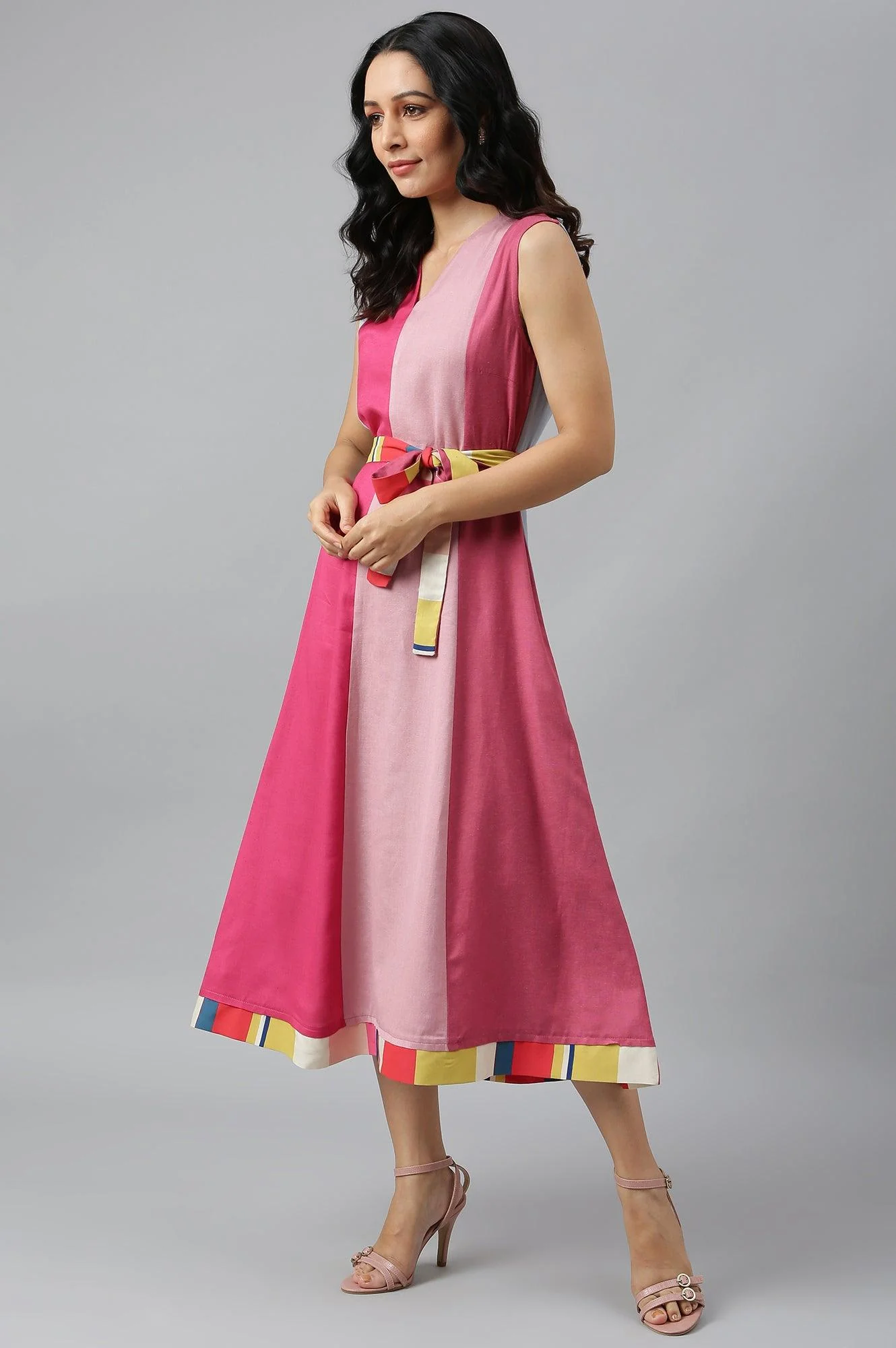 Bright Multicoloured Colour Block Sleeveless Dress - Image 3