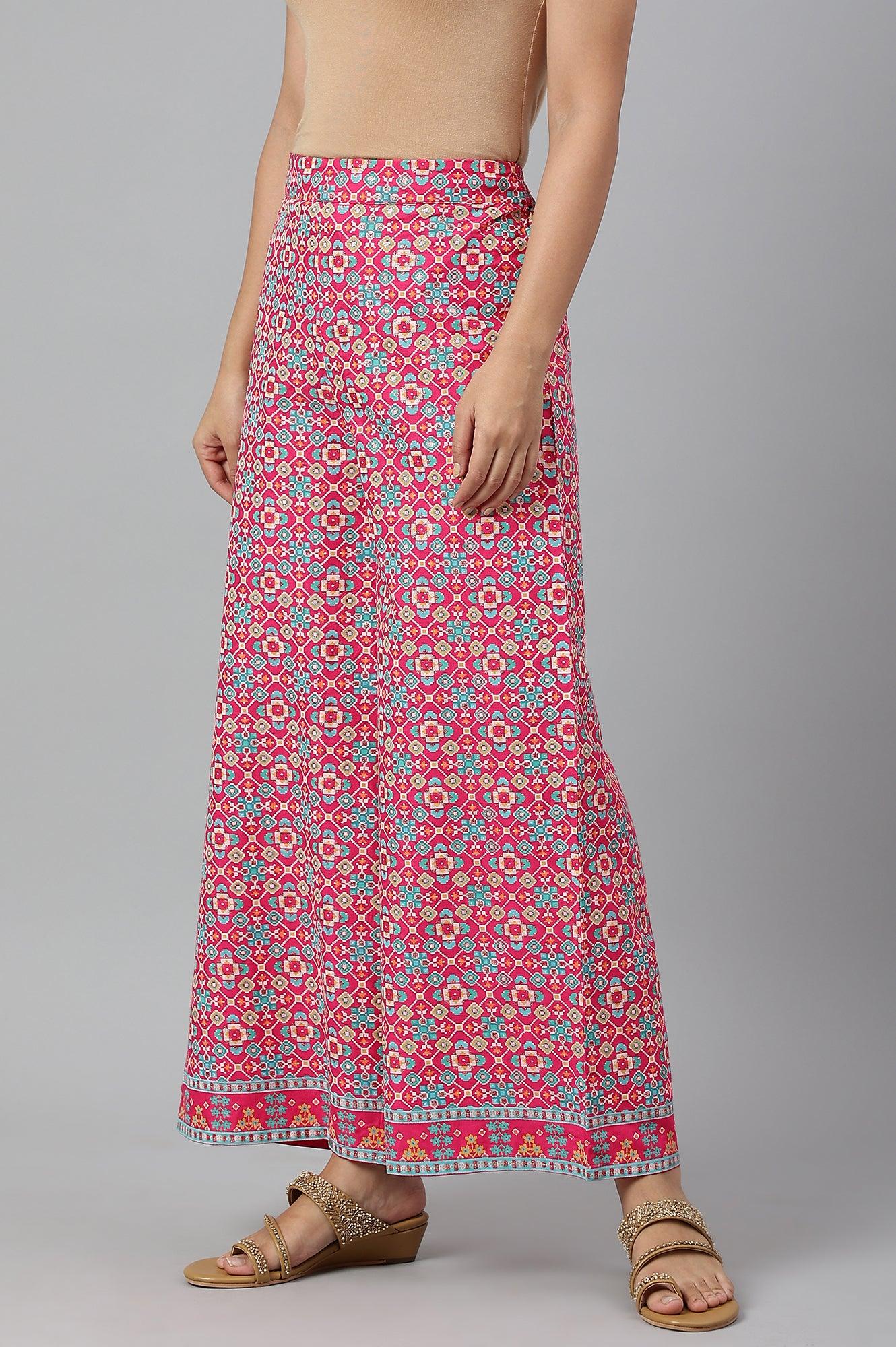 Bright Pink Printed Parallel Pants - Image 2