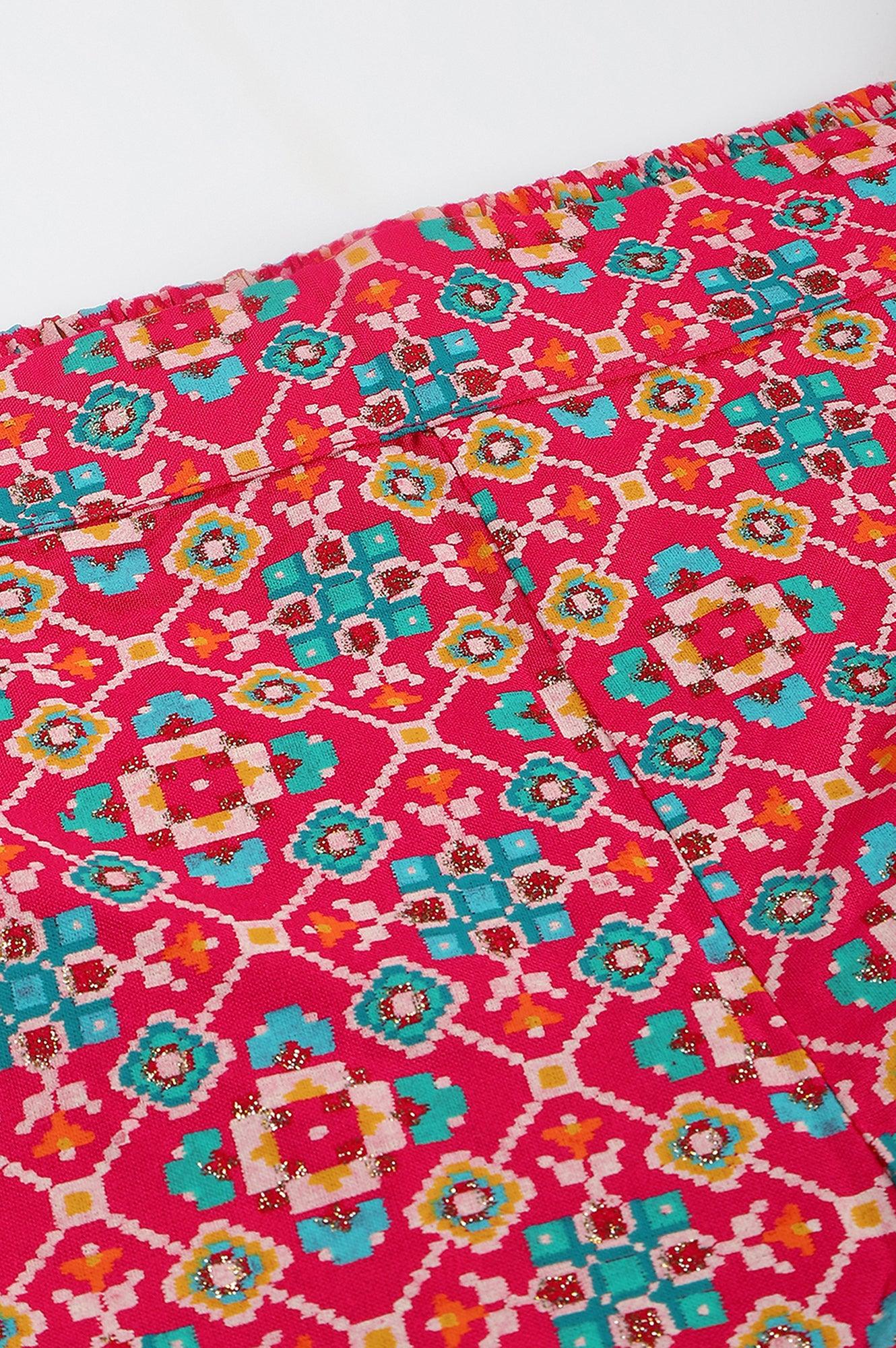 Bright Pink Printed Parallel Pants - Image 6