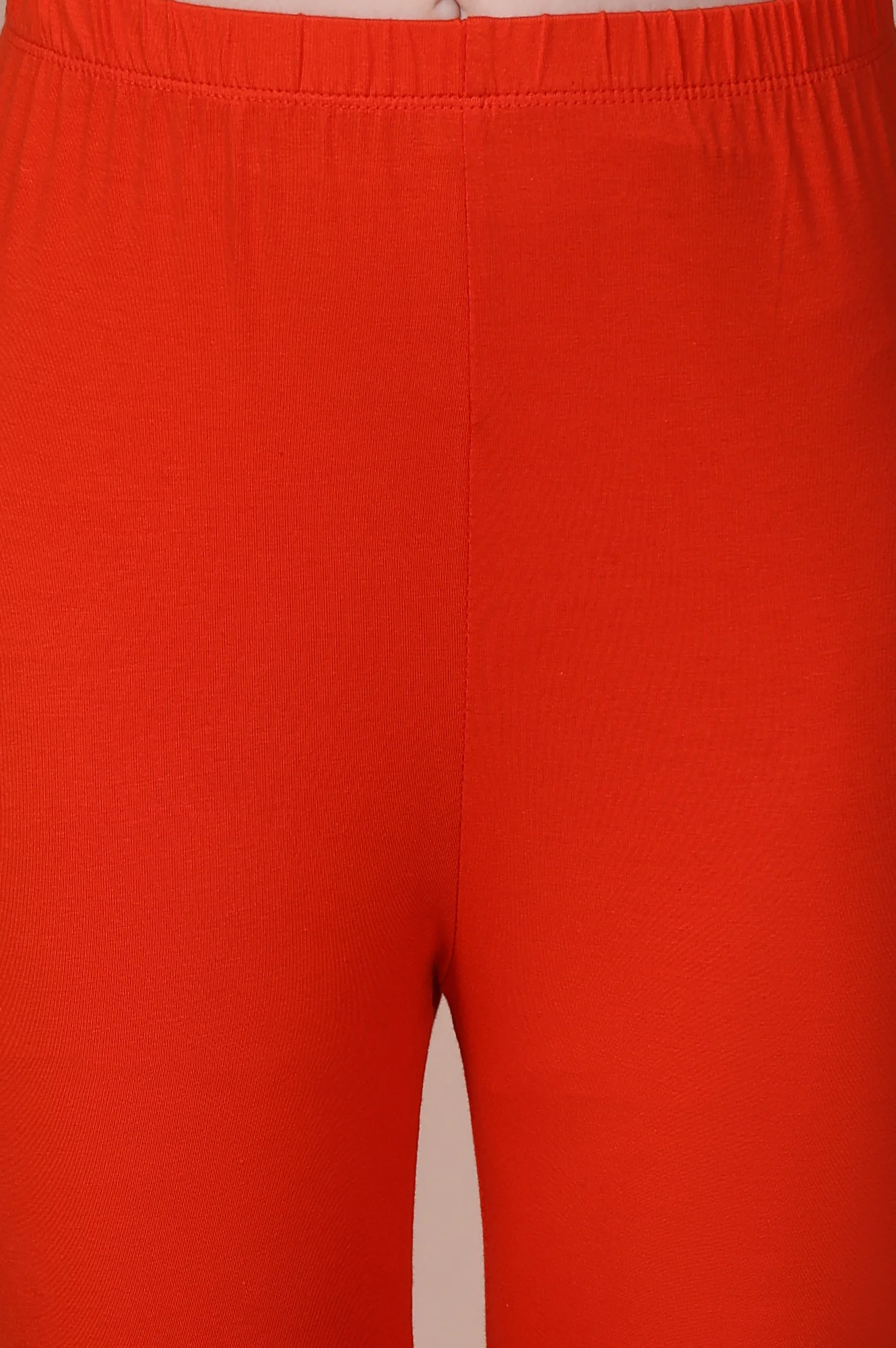 Bright Red Solid Ankle-Length Cotton Tights - Image 6