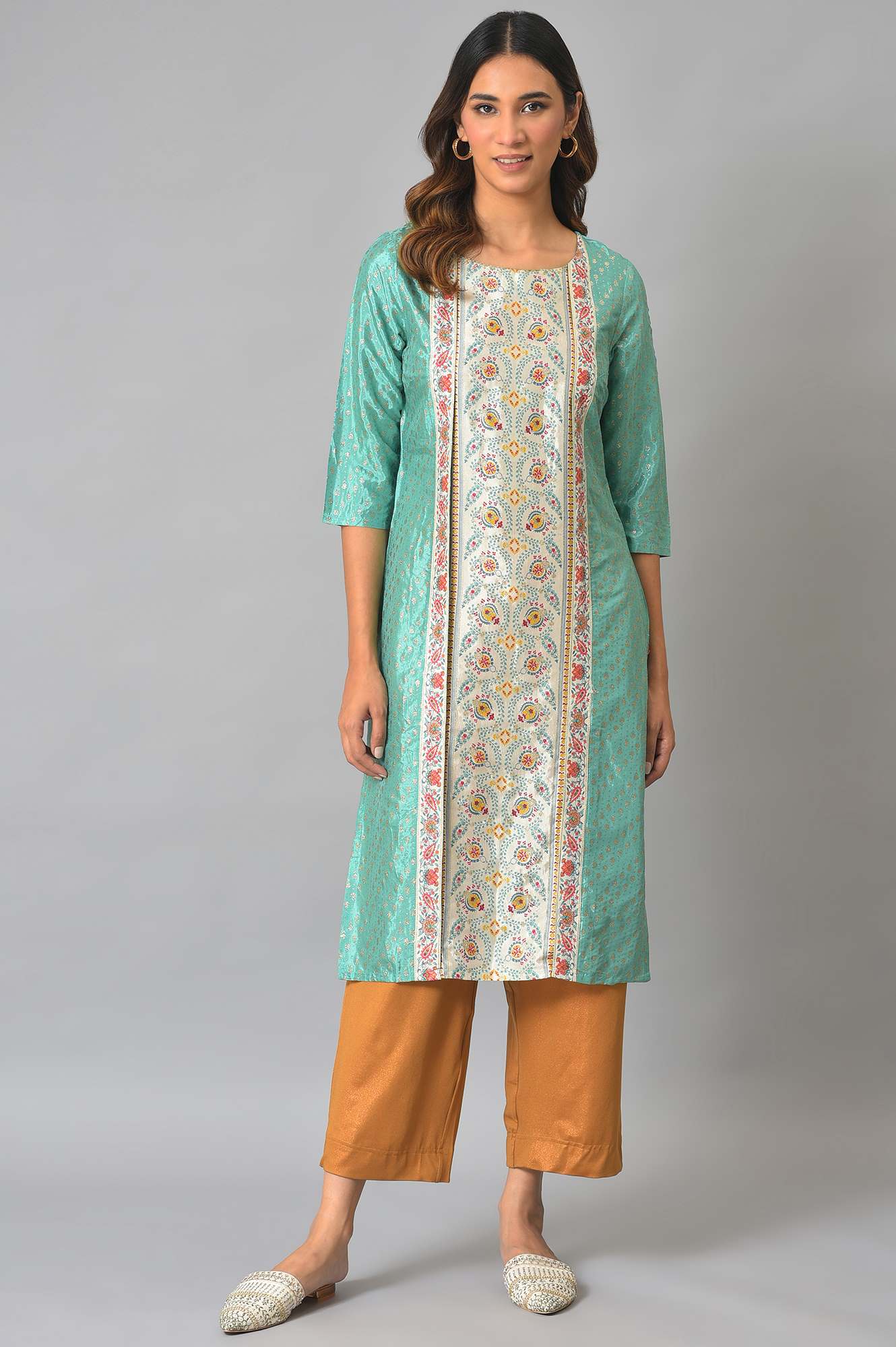Brown Solid Straight Fit Palazzo With Slip On Closure - Image 5