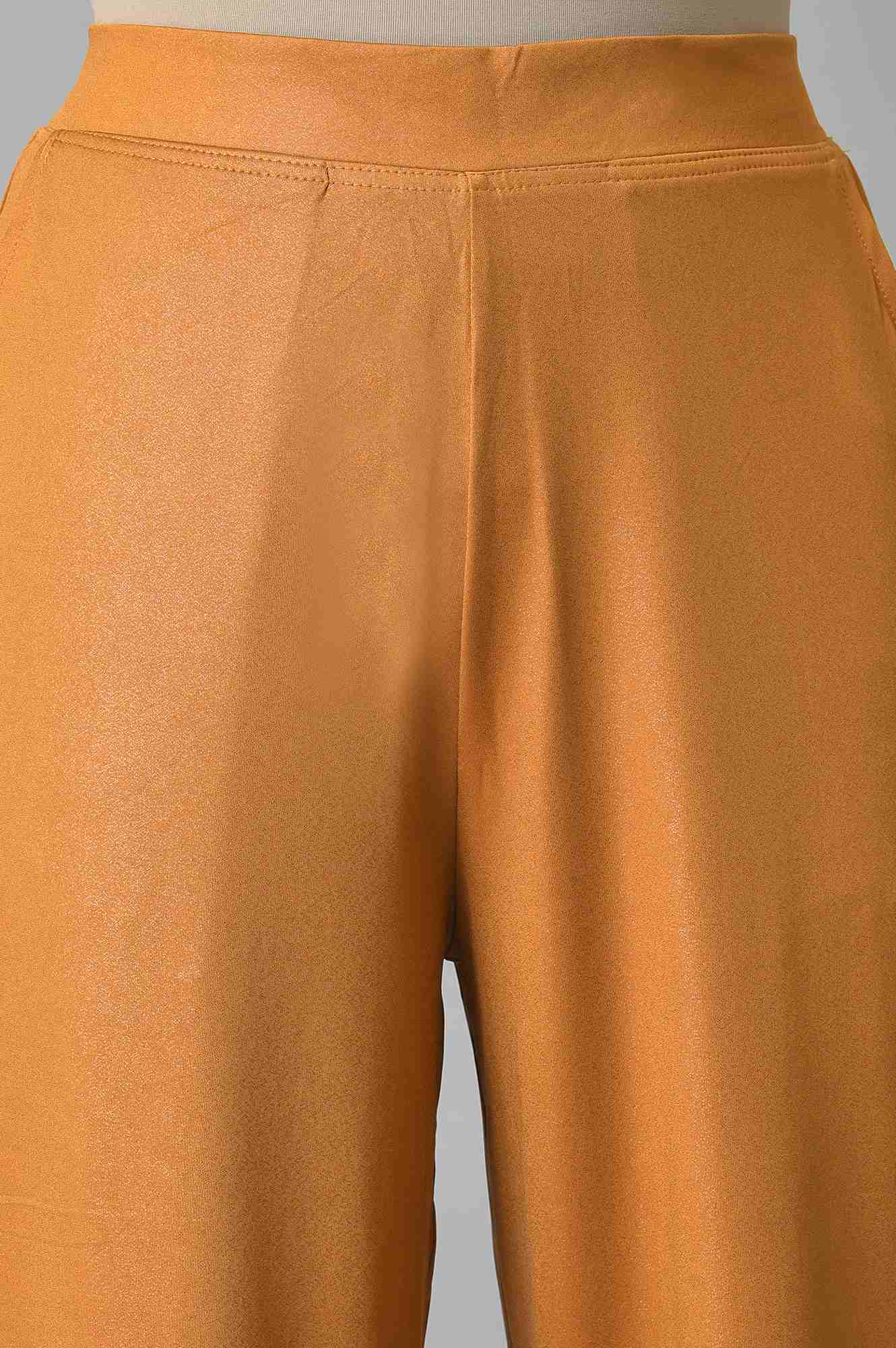 Brown Solid Straight Fit Palazzo With Slip On Closure - Image 6