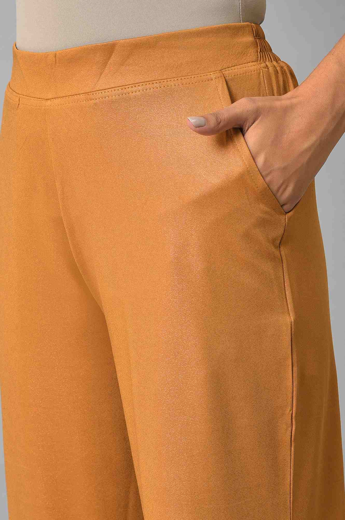 Brown Solid Straight Fit Palazzo With Slip On Closure - Image 7