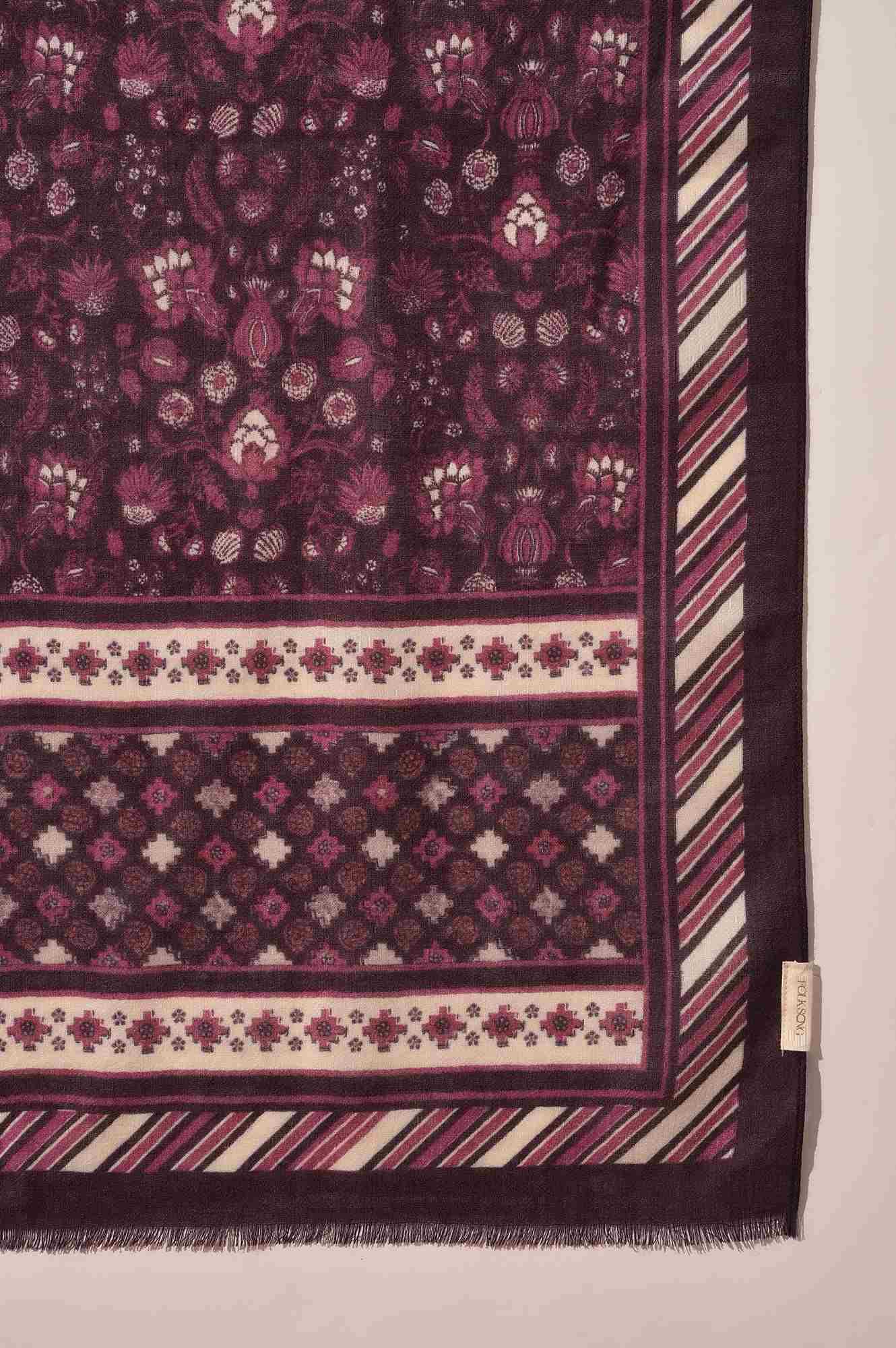 Brown Printed Woollen Shawl - Image 4