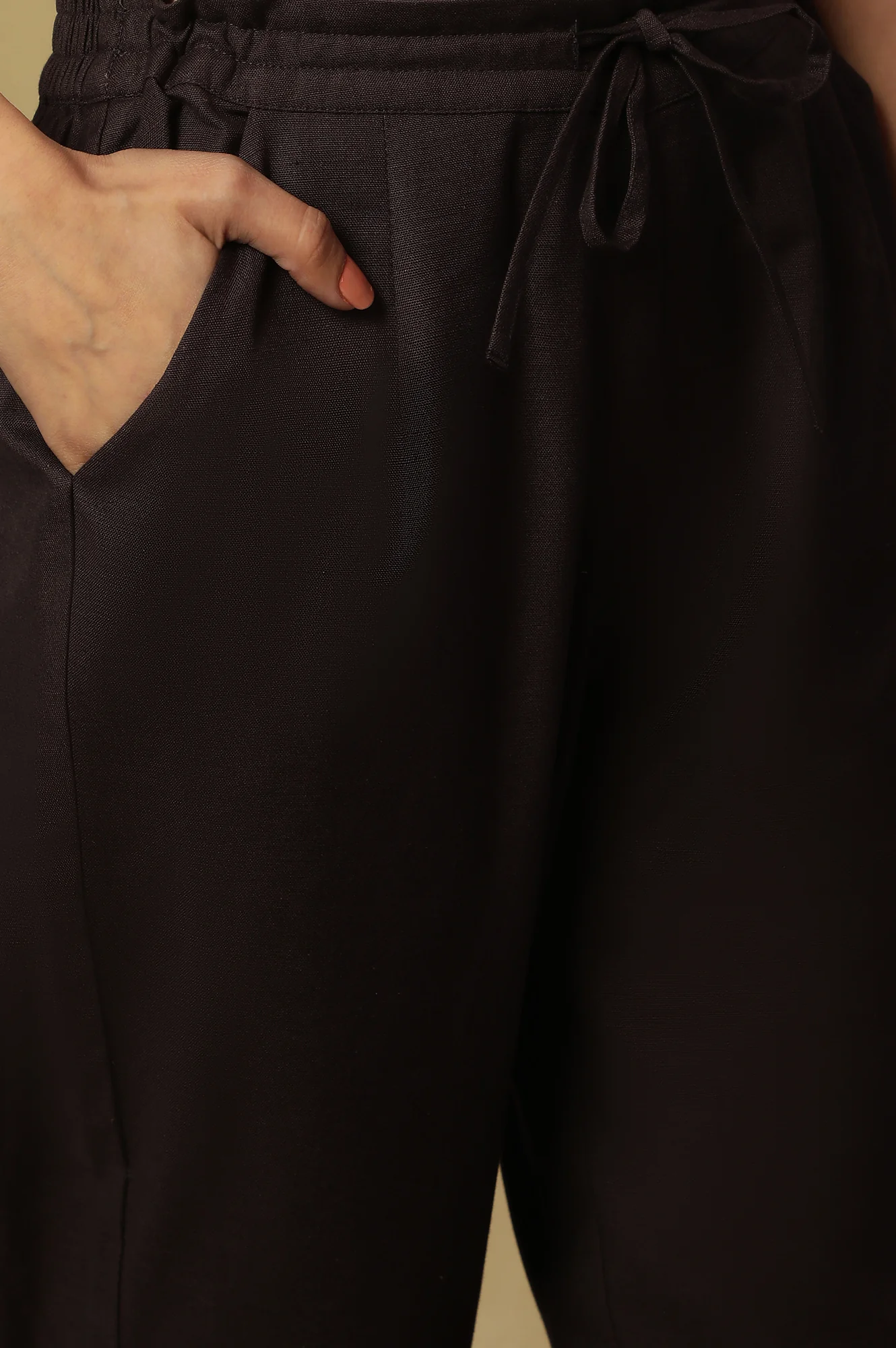 Brown Solid Straight Cotton Pant - Image 7