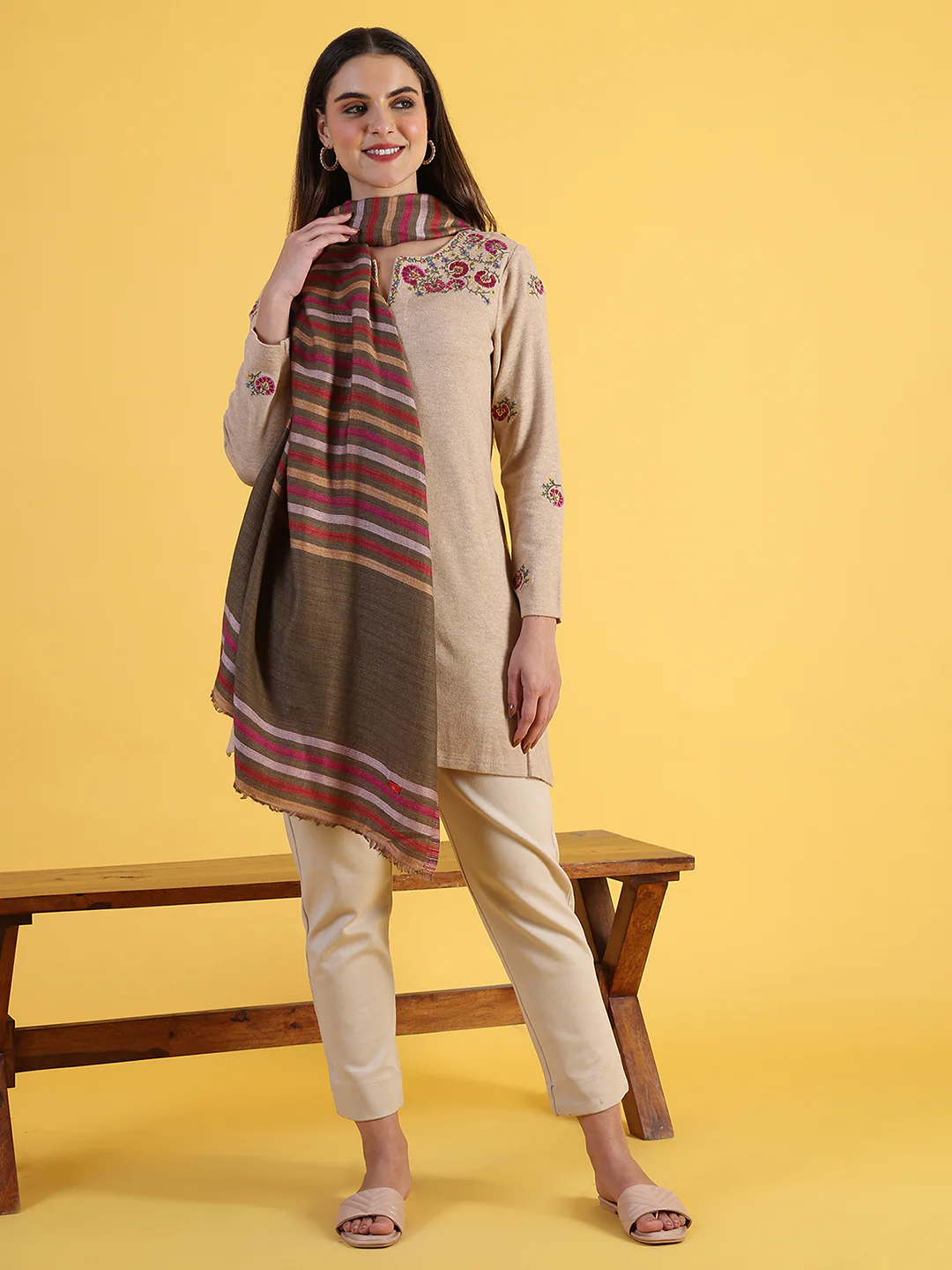Brown Wool Silk Shawls