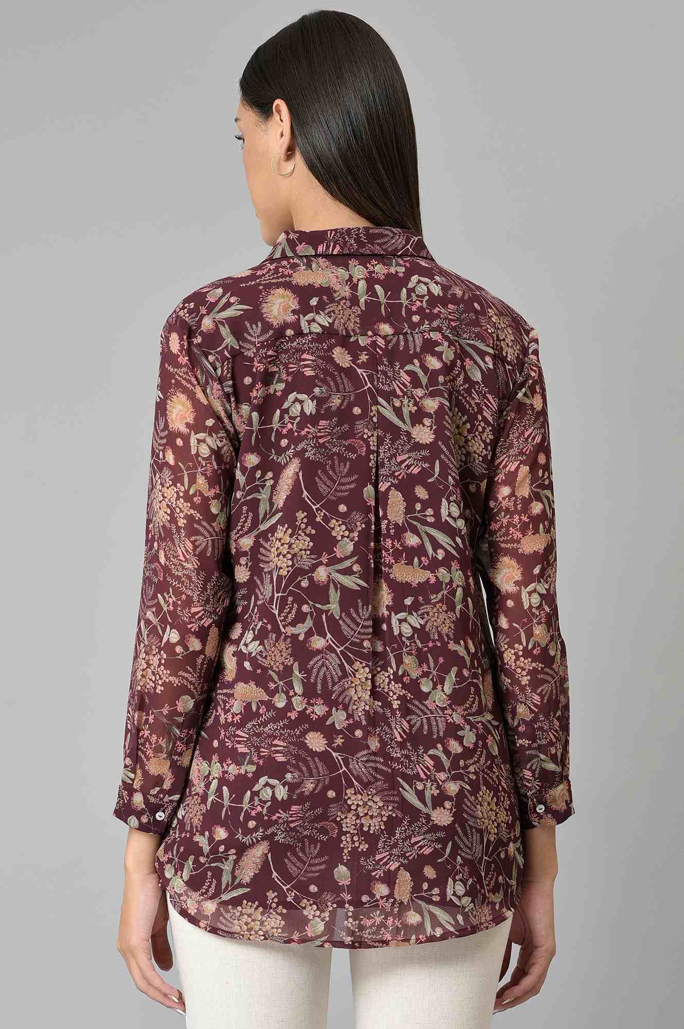 Burgundy Georgette Printed Top - Image 2