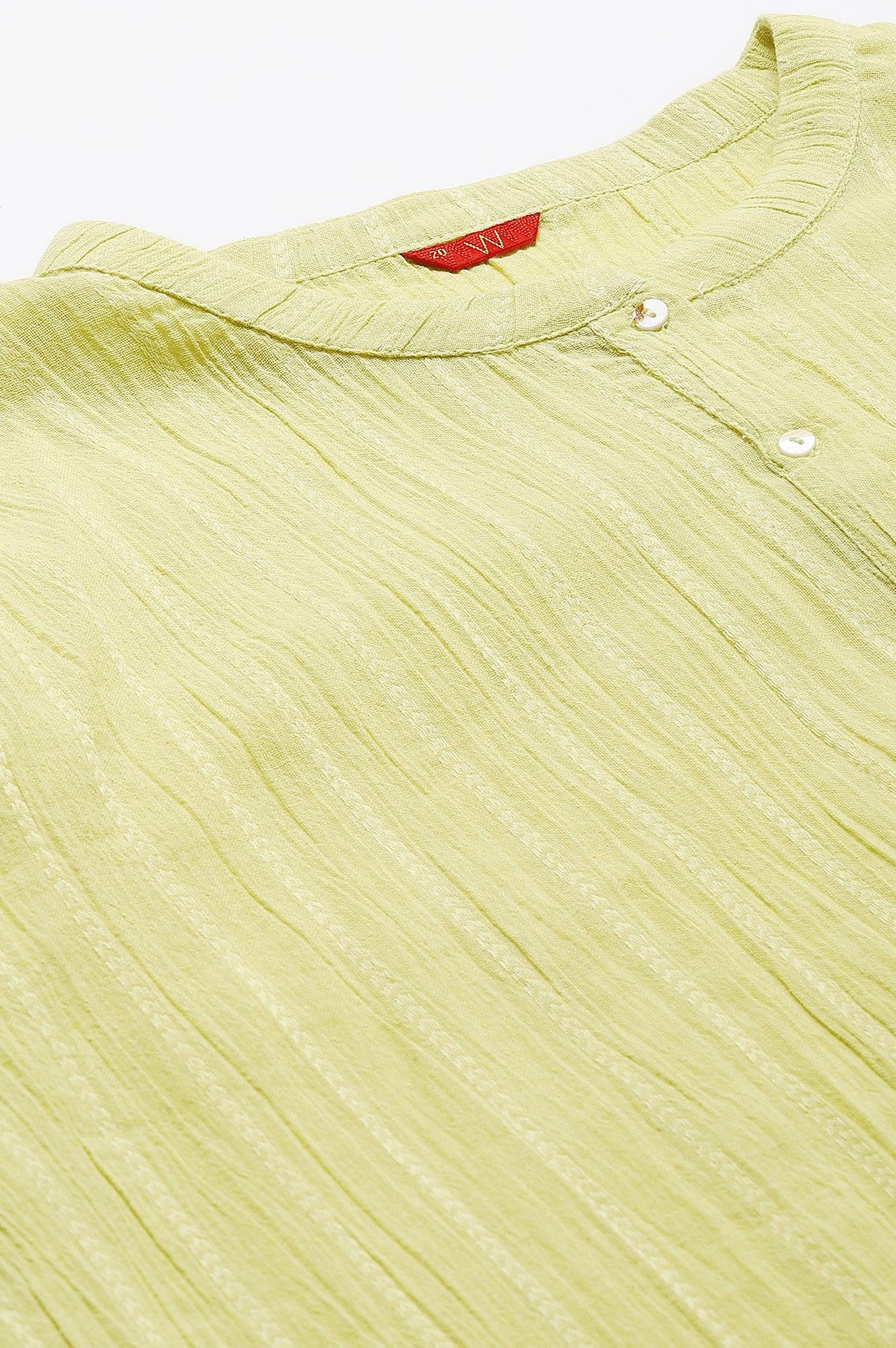Celery Green Mandarin Collar Plus Size Top - Image 7