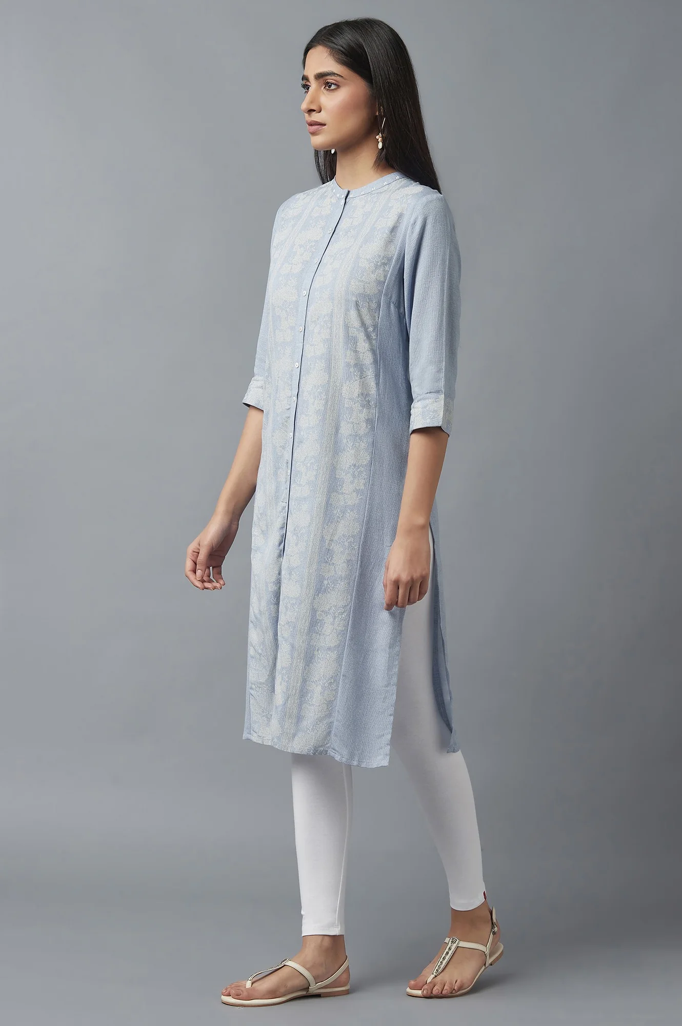 Chambray Blue Button Down kurta - Image 3
