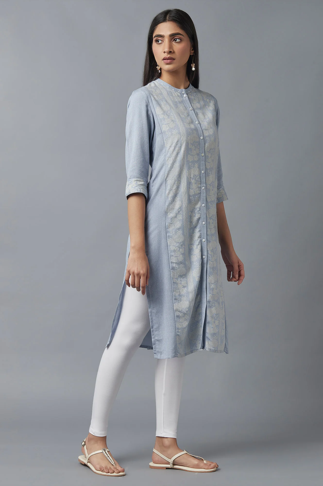 Chambray Blue Button Down kurta - Image 4