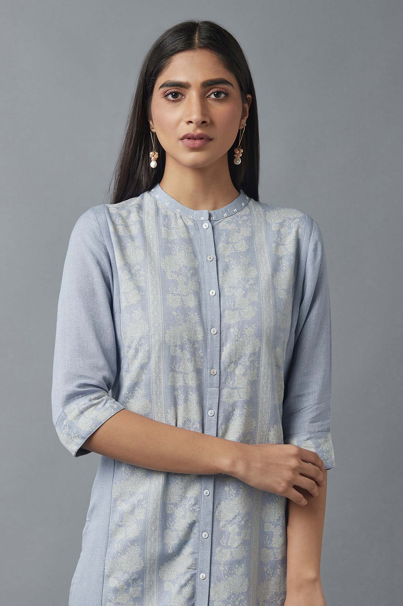 Chambray Blue Button Down kurta - Image 5