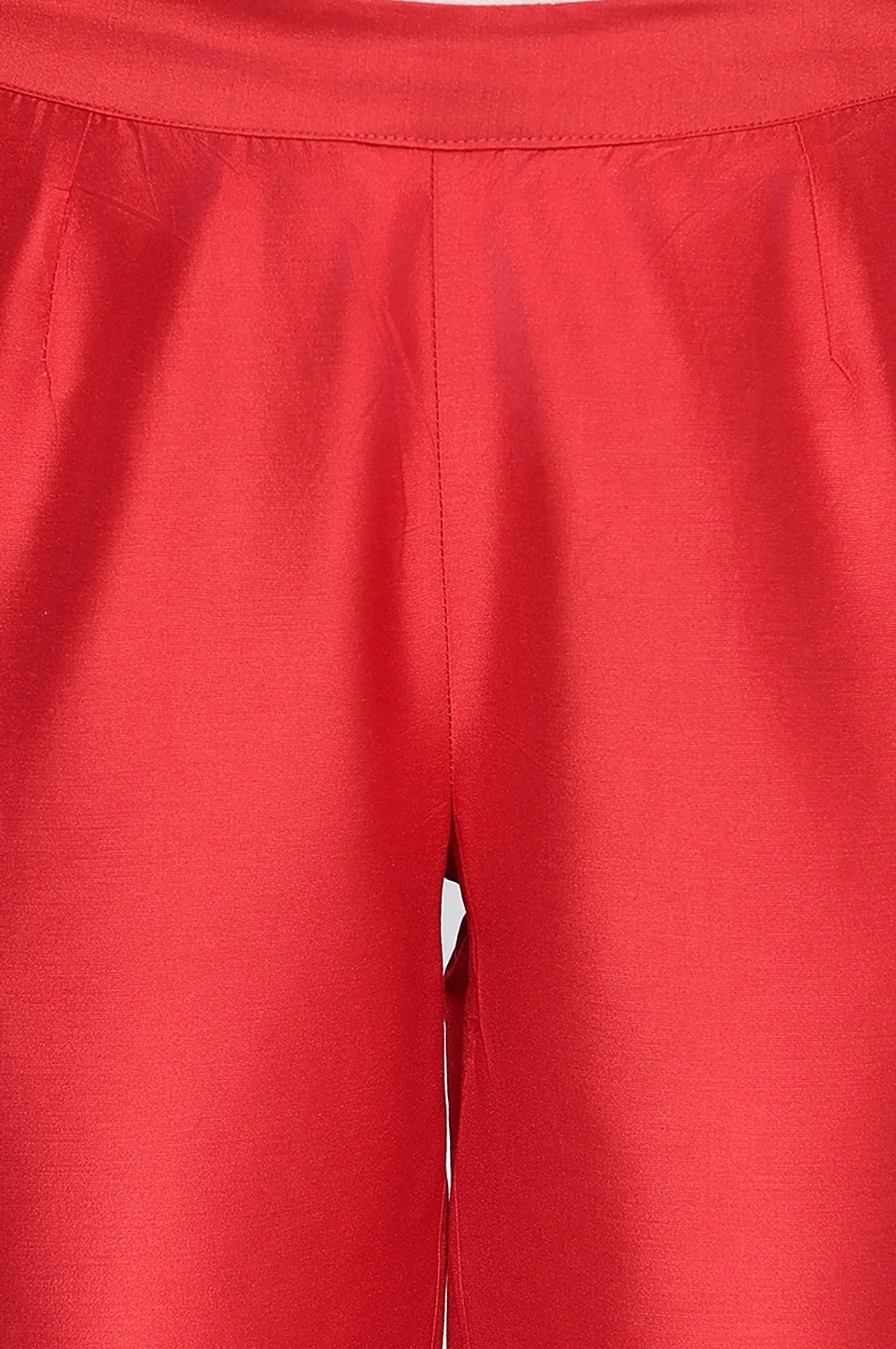 Cherry Red Solid Printed Straight Pant - Image 2