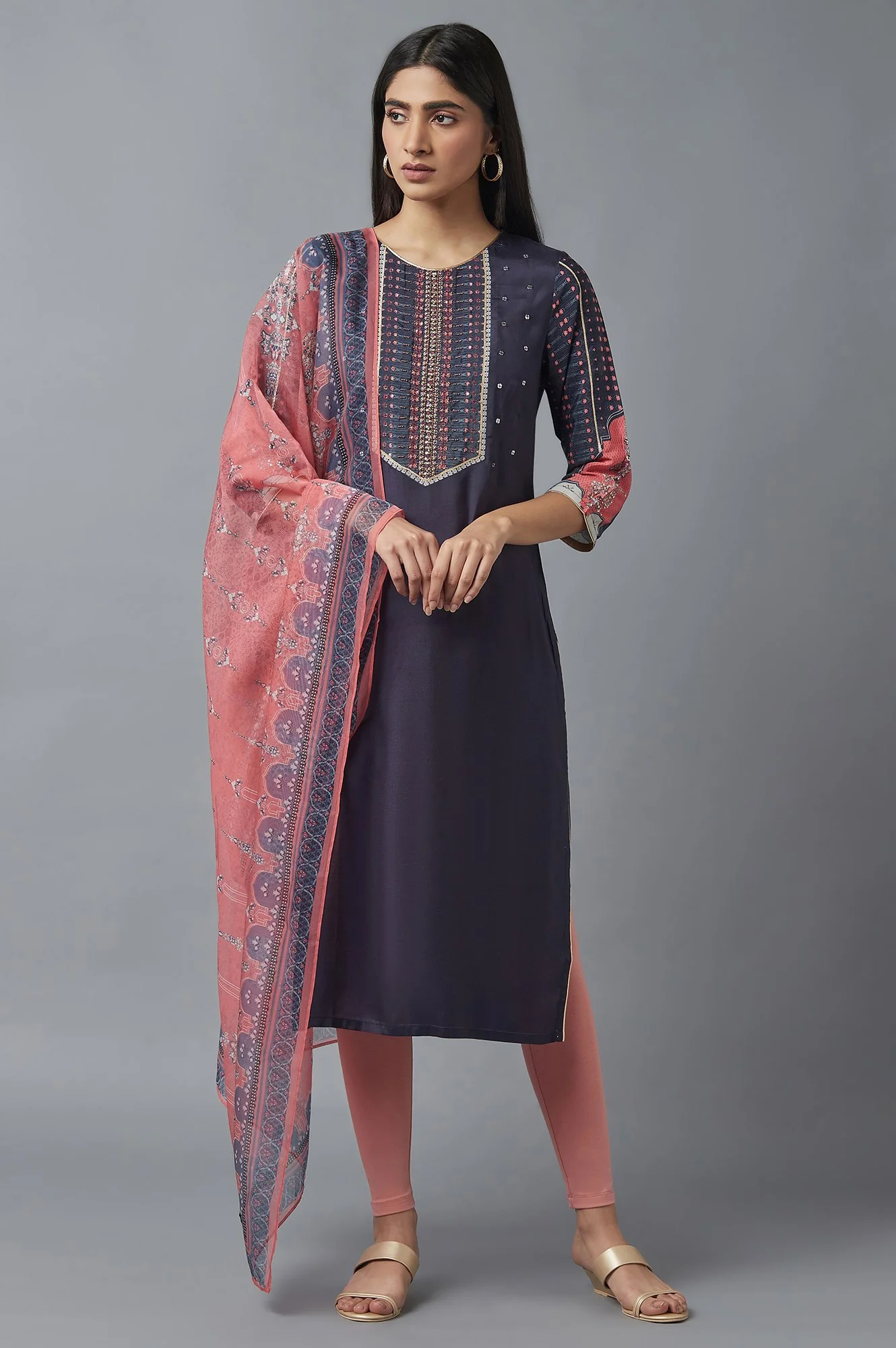 Coral Organza Dupatta - Image 3
