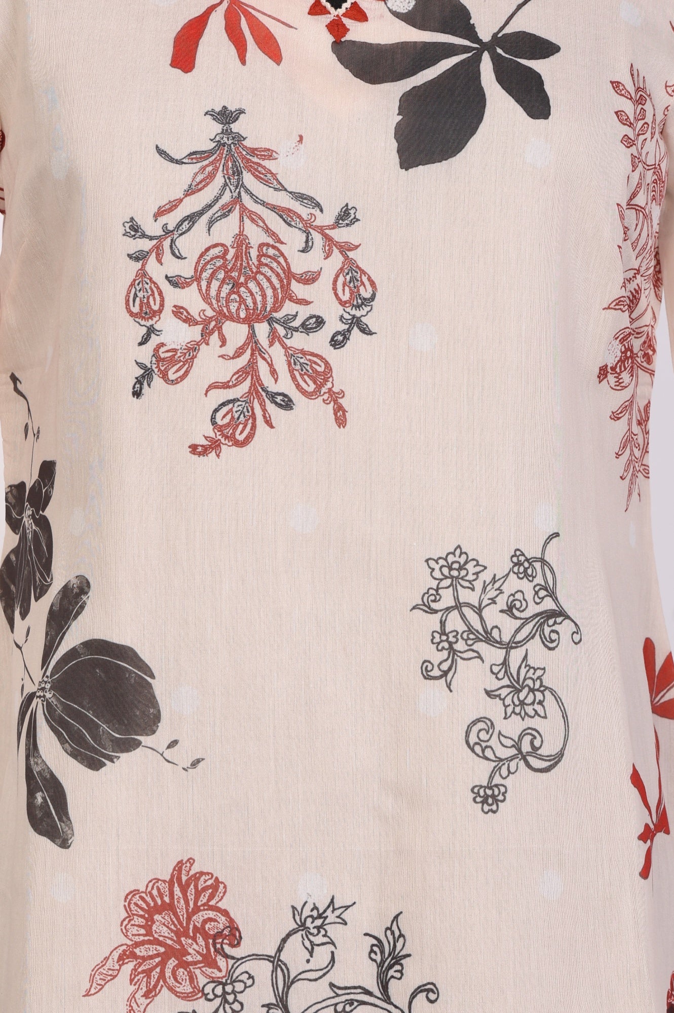Cream Floral Printed Lace Chiffon Straight Kurta - Image 7