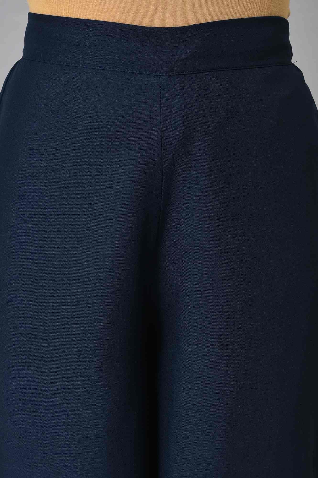 Dark Blue Paisley Printed kurta With Parallel Pants - Image 6