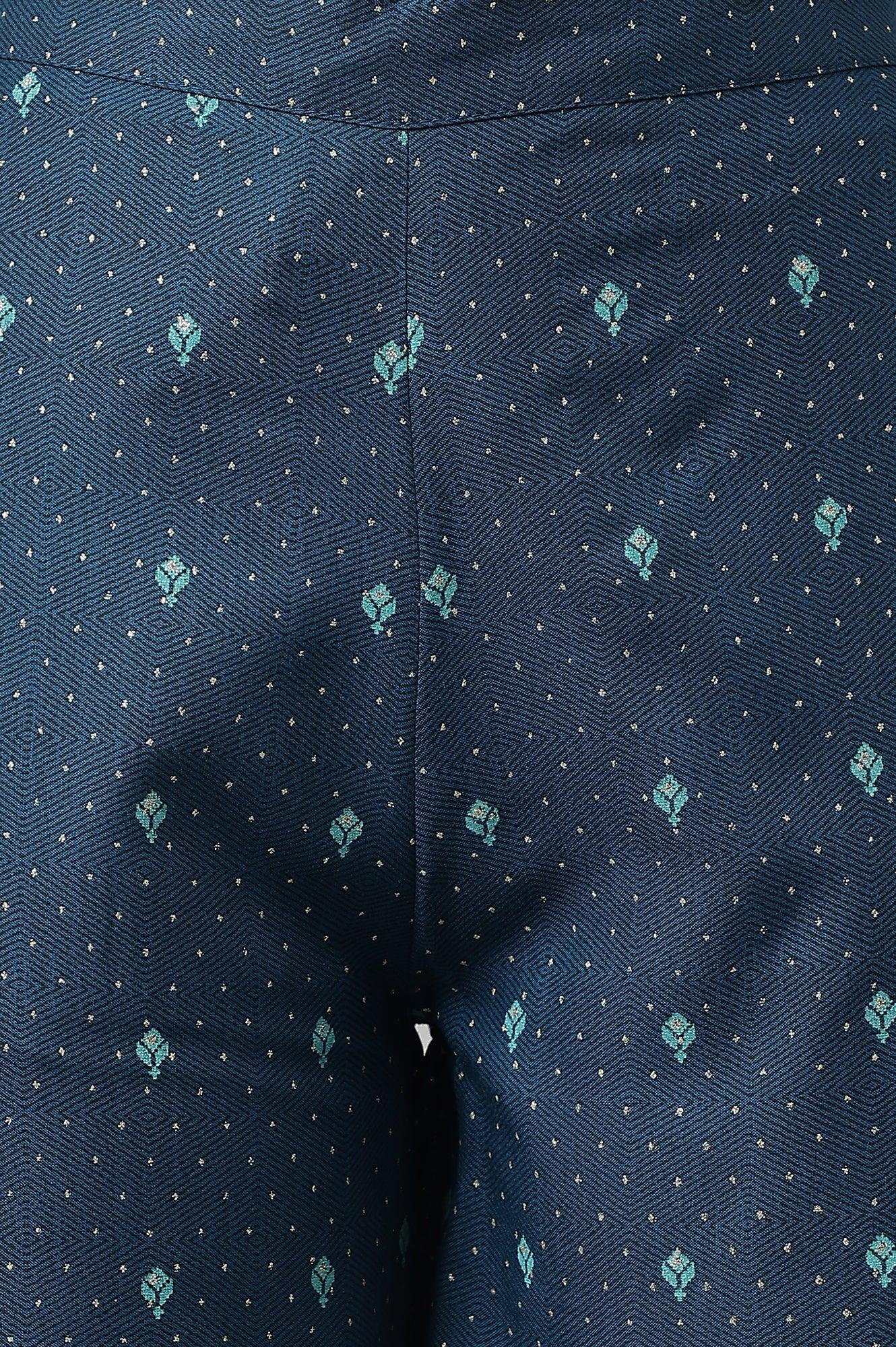 Dark Blue Rayon Printed Parallel Pants - Image 6