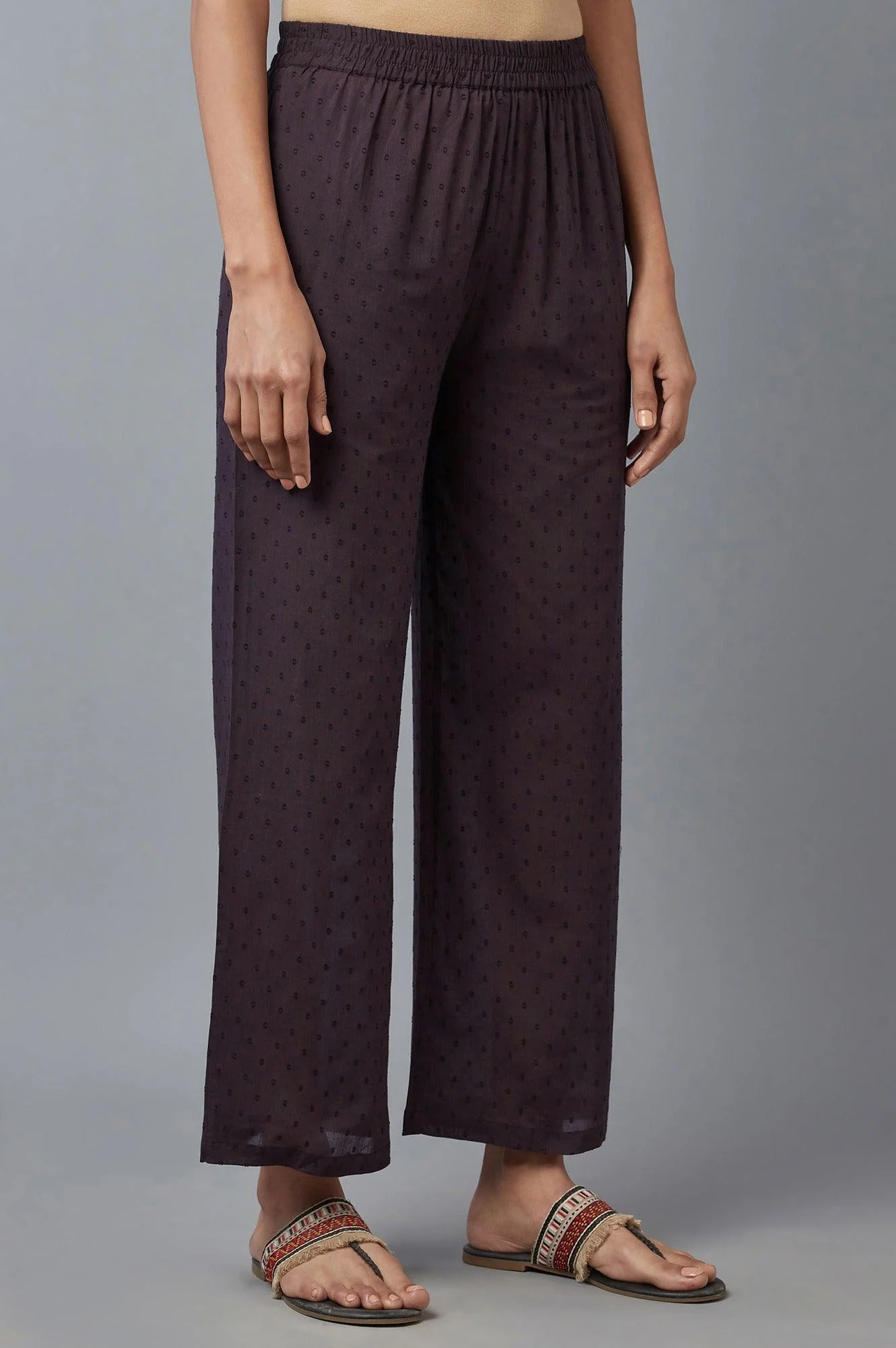 Dark Brown Fully Elastication Parallel Pants - Image 4