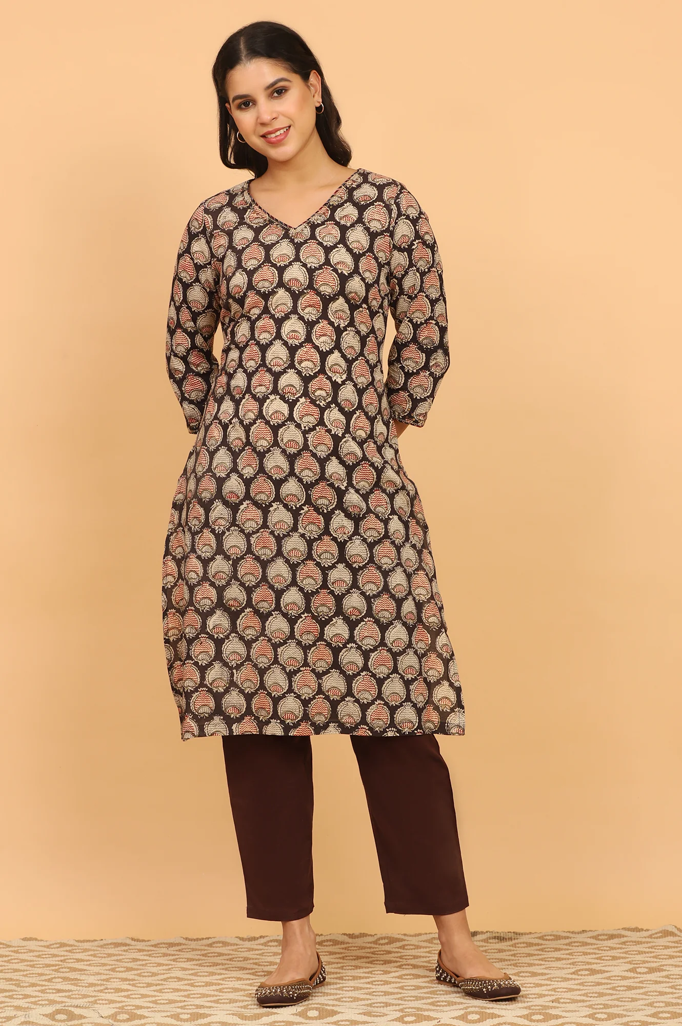 Dark Brown Kalamkari Kurta - Image 3