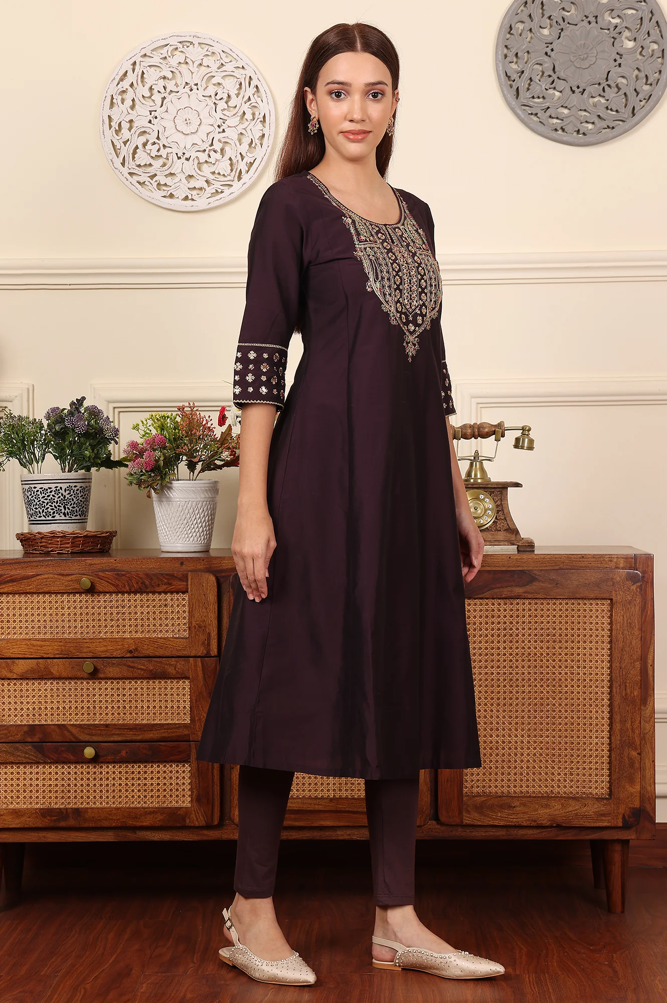 Dark Brown Knitted Cotton Lycra Tights - Image 6