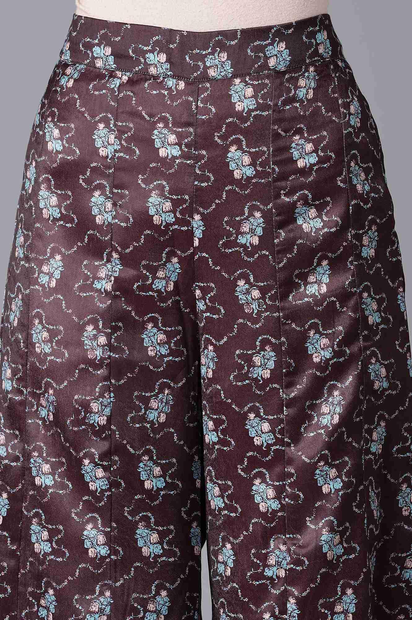Dark Brown kurta-Flared Pant Set - Image 6