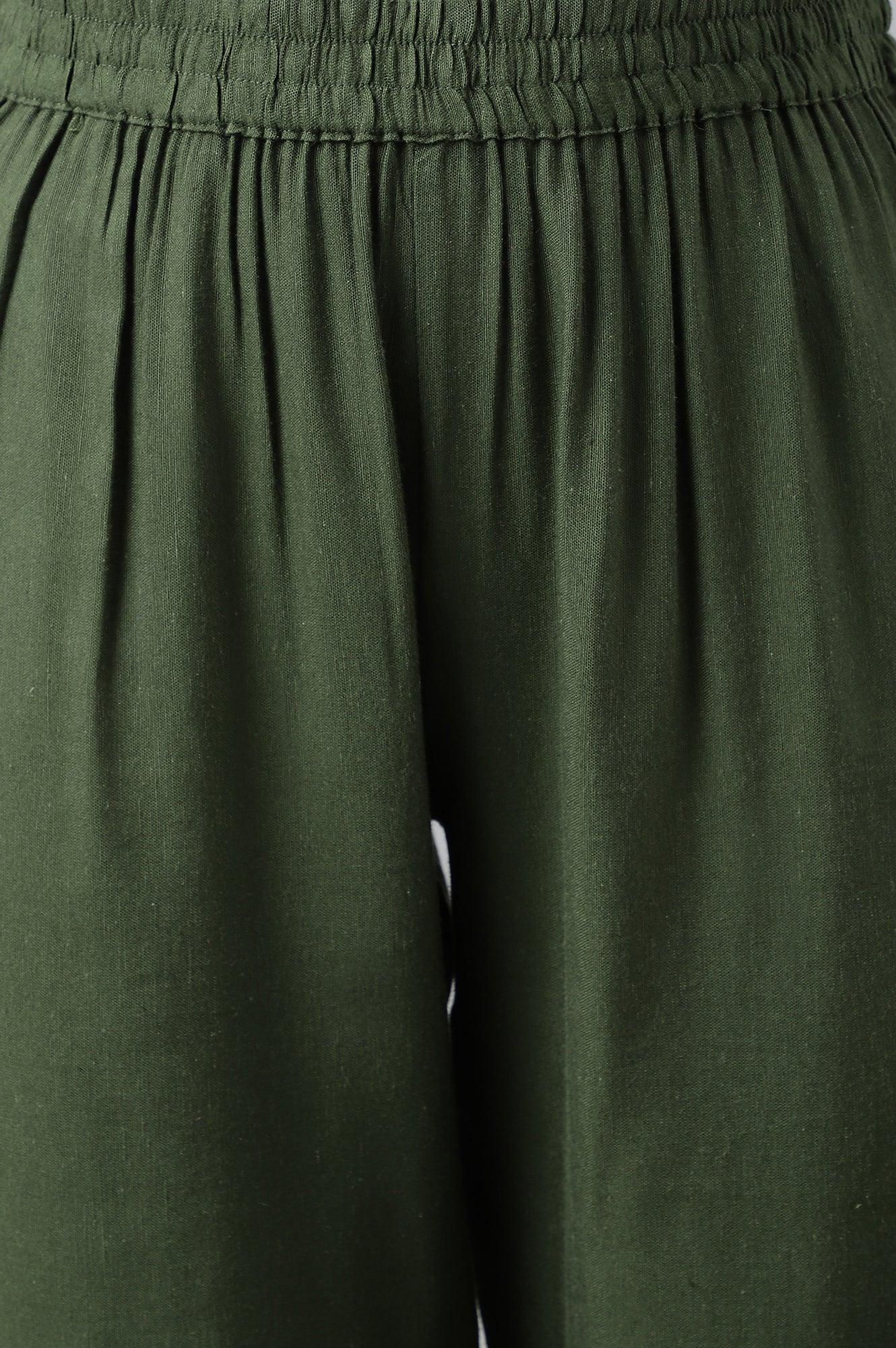 Dark Green A-Line Kurta with Straight Pants - Image 9