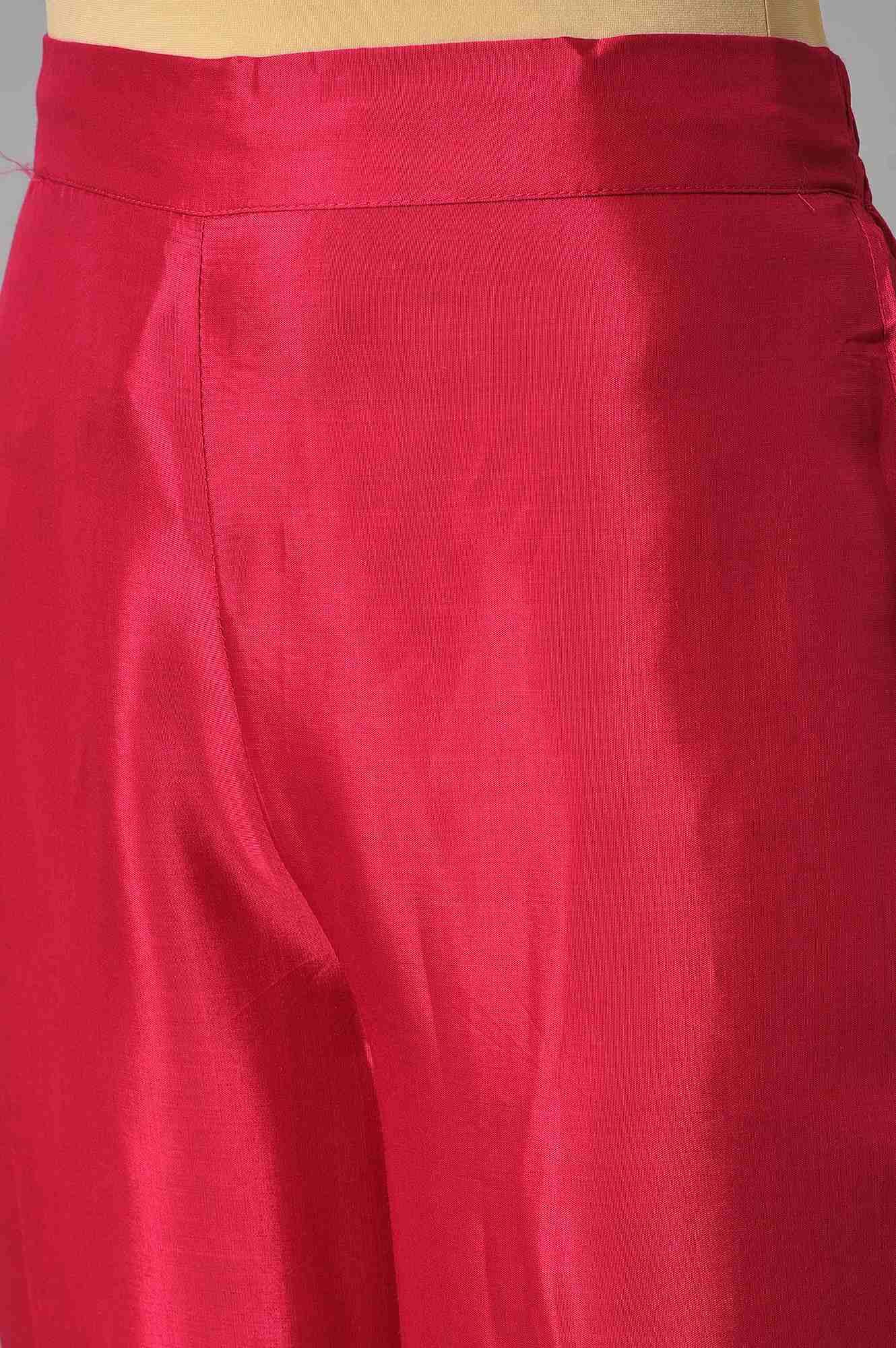 Dark Green Embroidered Festive kurta With Pink Parallel Pants - Image 7