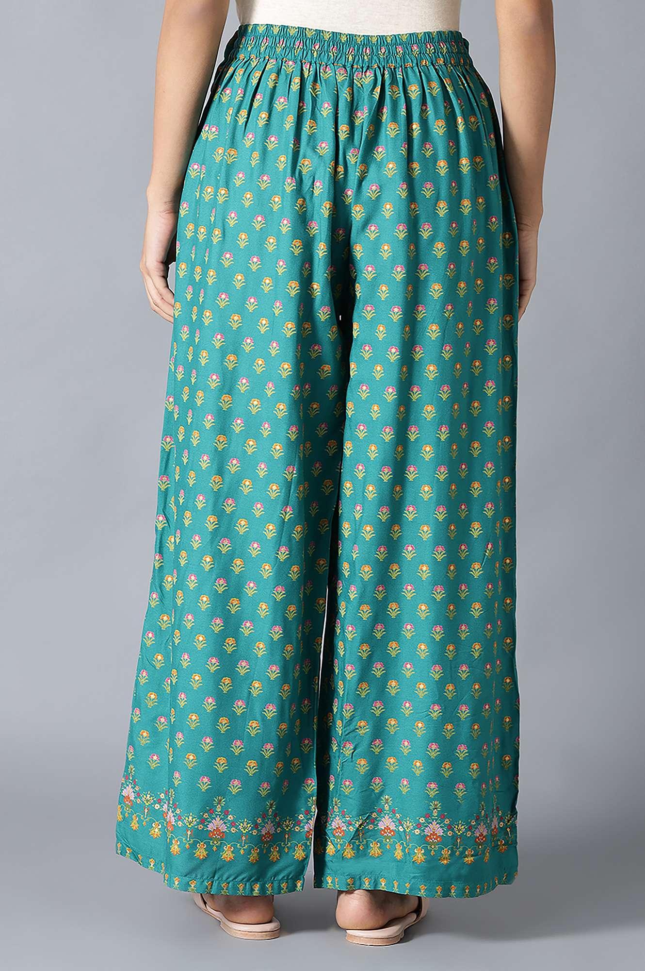 Dark Green Floral Printed Parallel Pants - Image 2