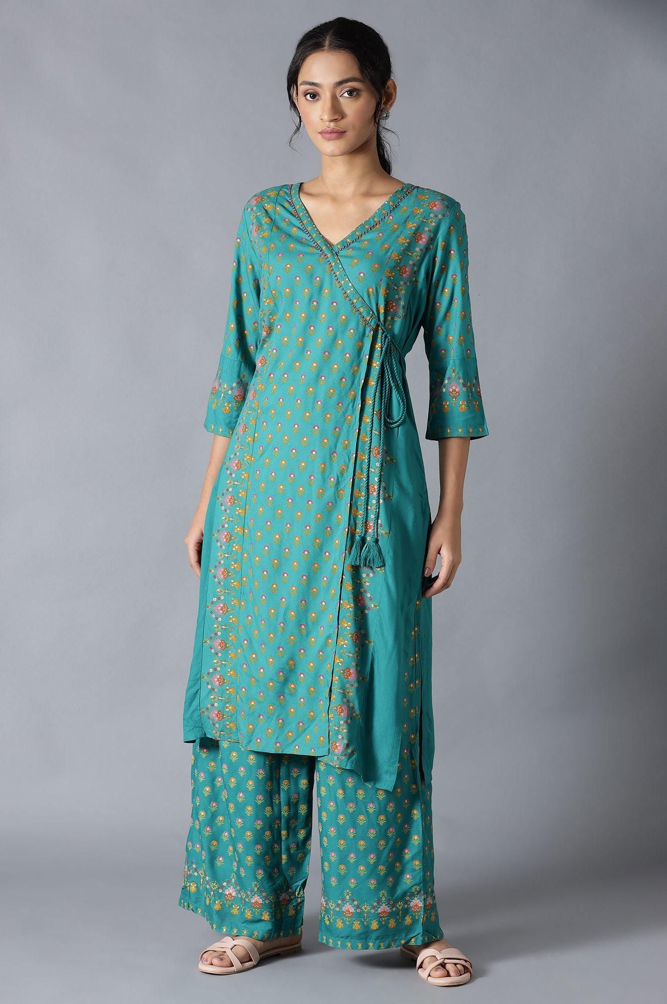 Dark Green Floral Printed Parallel Pants - Image 5