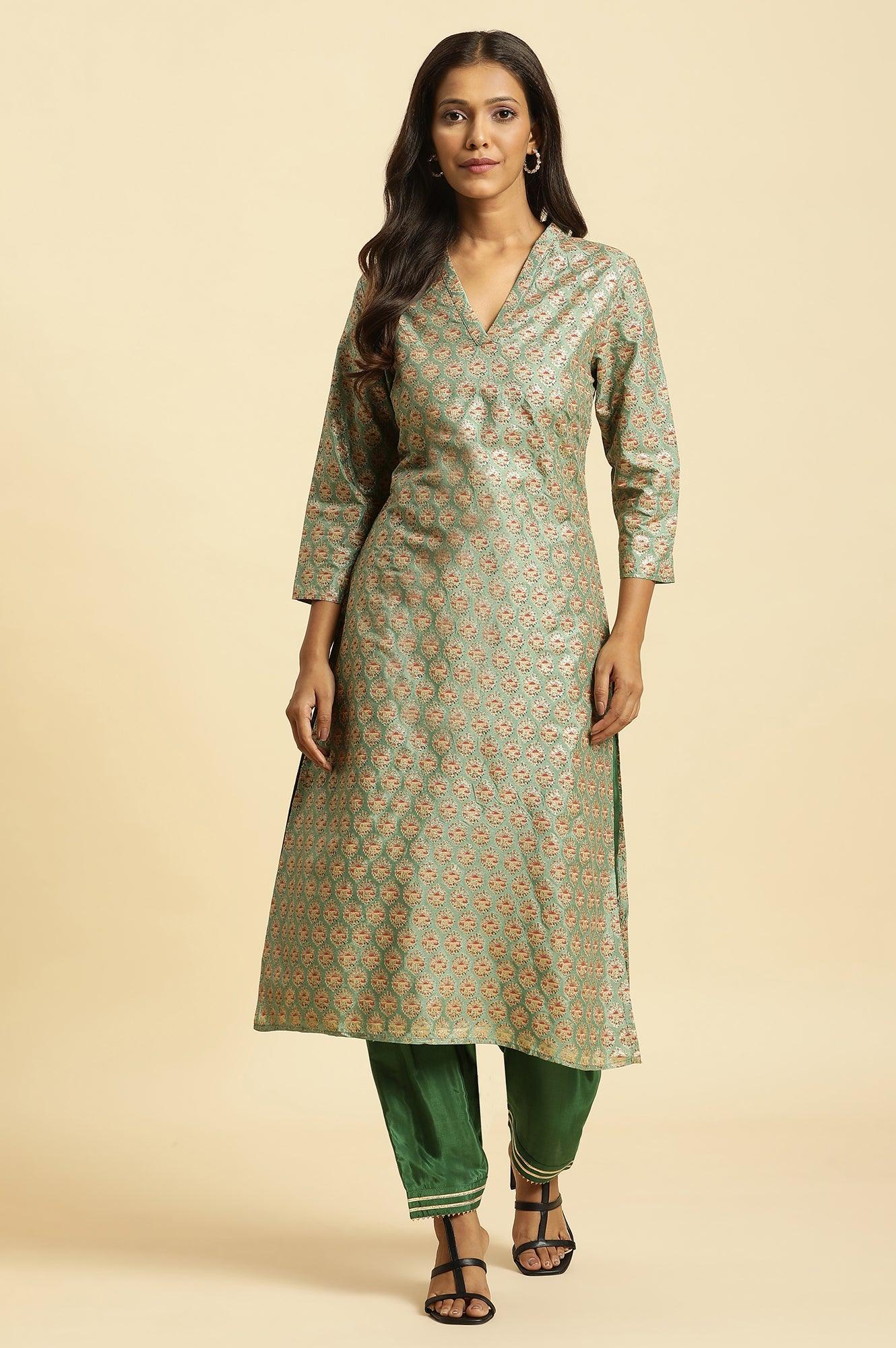 Dark Green Salwar Pants With Gota Lace - Image 5