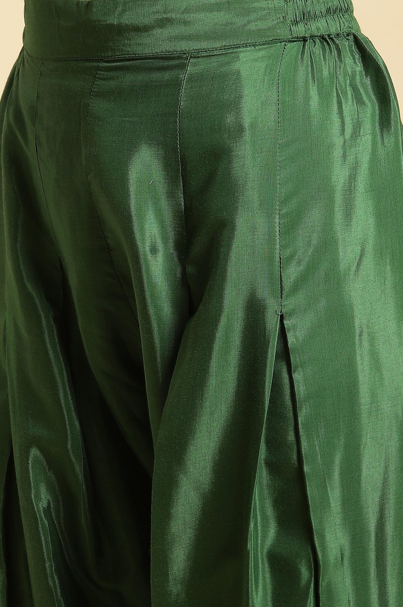 Dark Green Salwar Pants With Gota Lace - Image 7