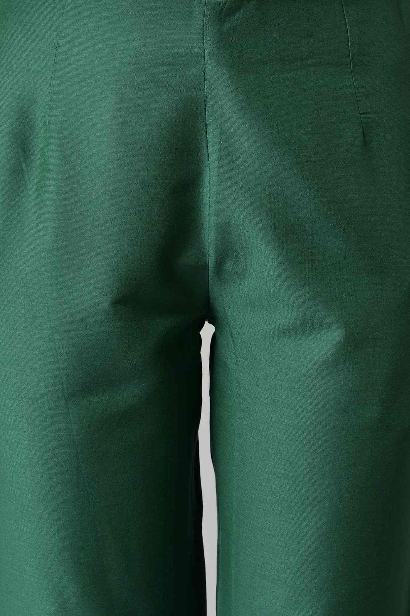 Dark Green Solid Women'S Slim Pants - Image 6