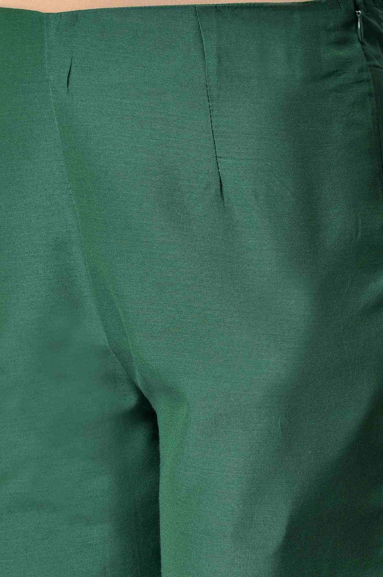 Dark Green Solid Women'S Slim Pants - Image 7