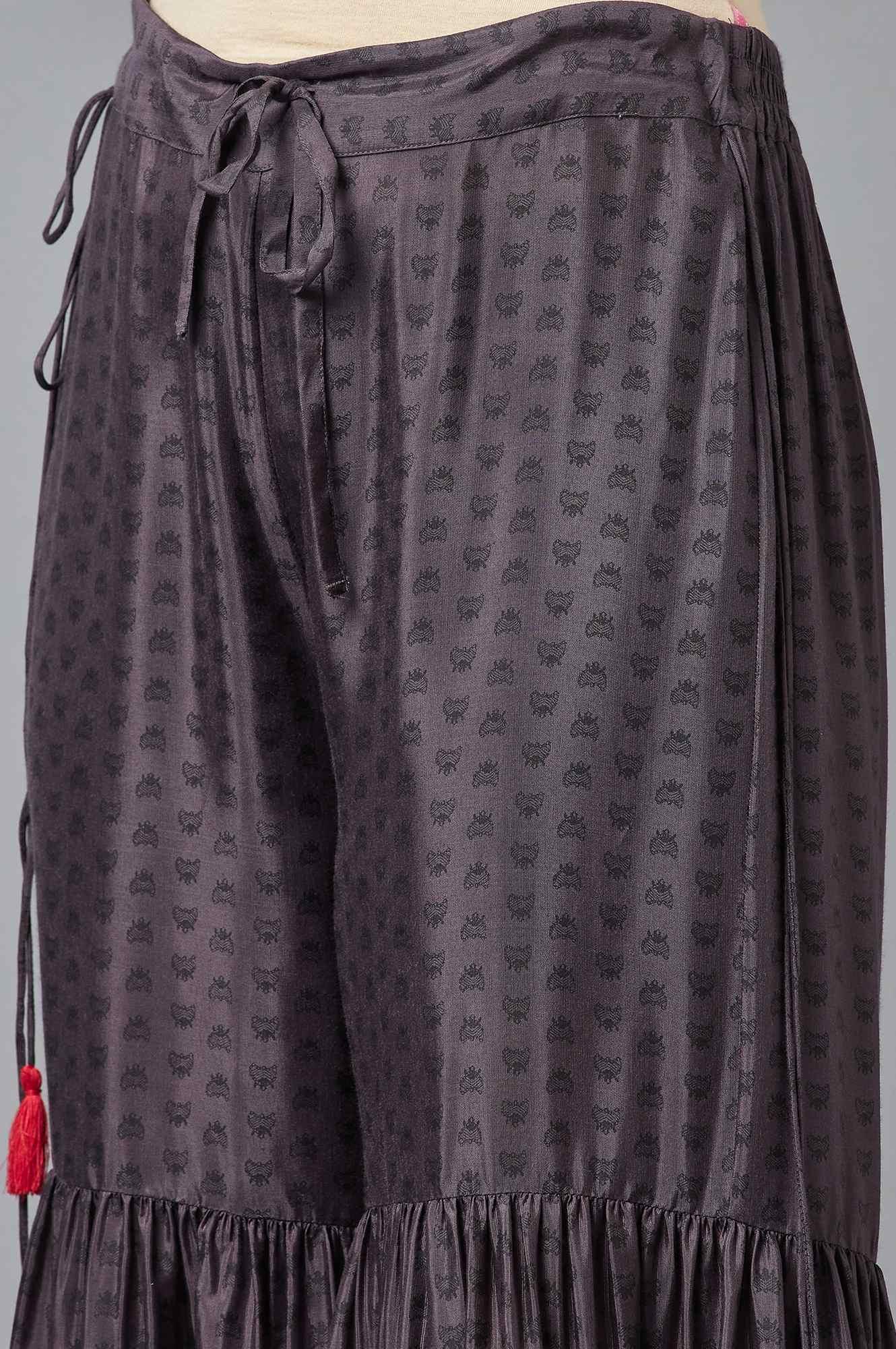 Dark Grey kurta, Sharara and Dupatta Set - Image 6