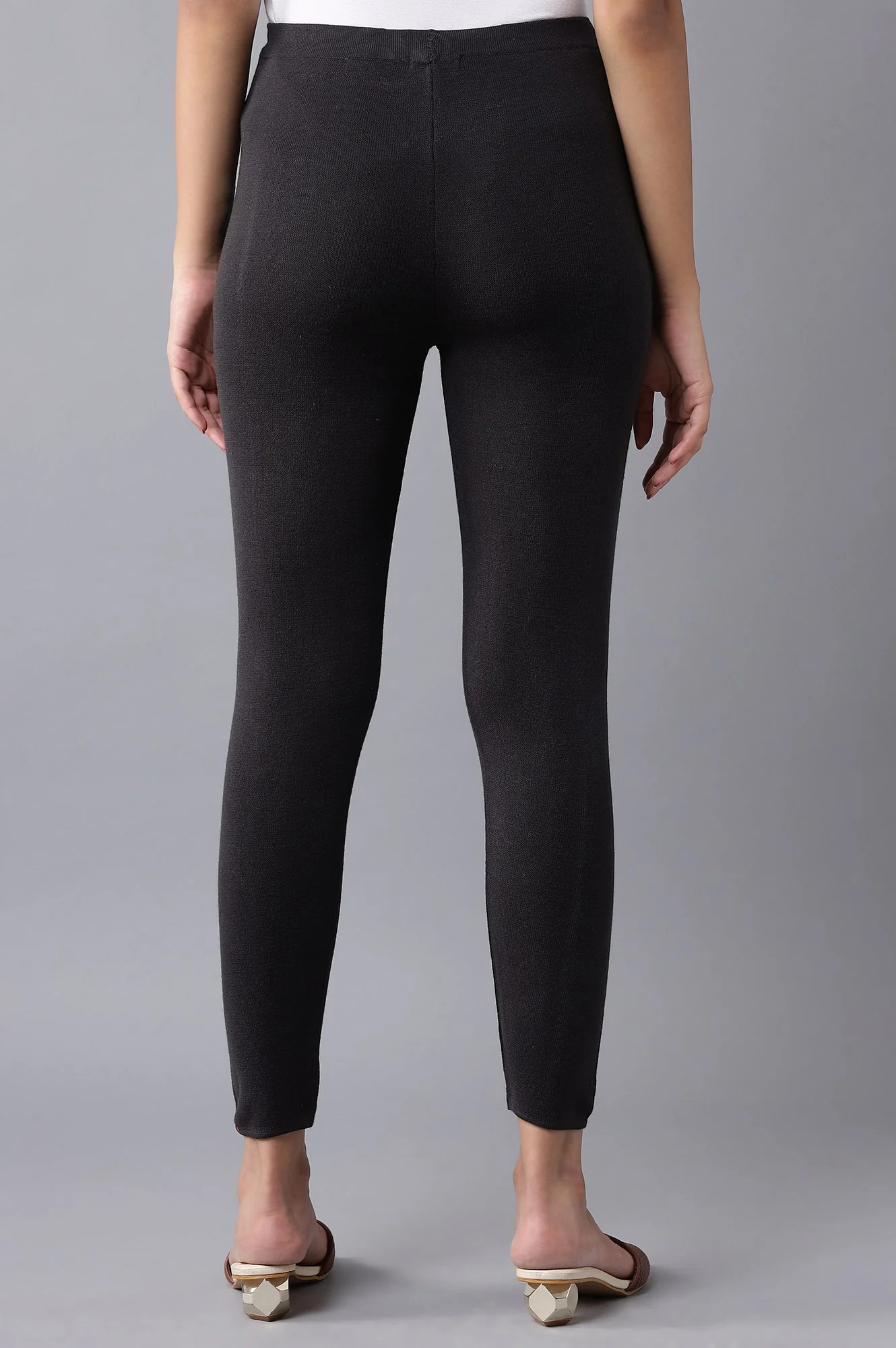 Dark Grey Tights with Pintucks - Image 2
